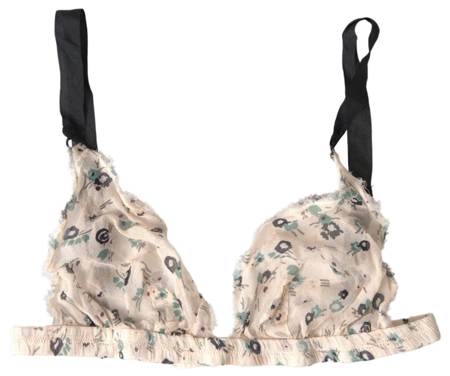 Costume National - Soutien-gorge beige à imprimé floral élégant