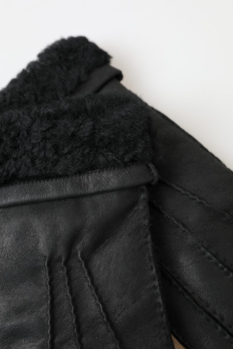 Dolce &amp; Gabbana Gants d'hiver élégants en cuir noir