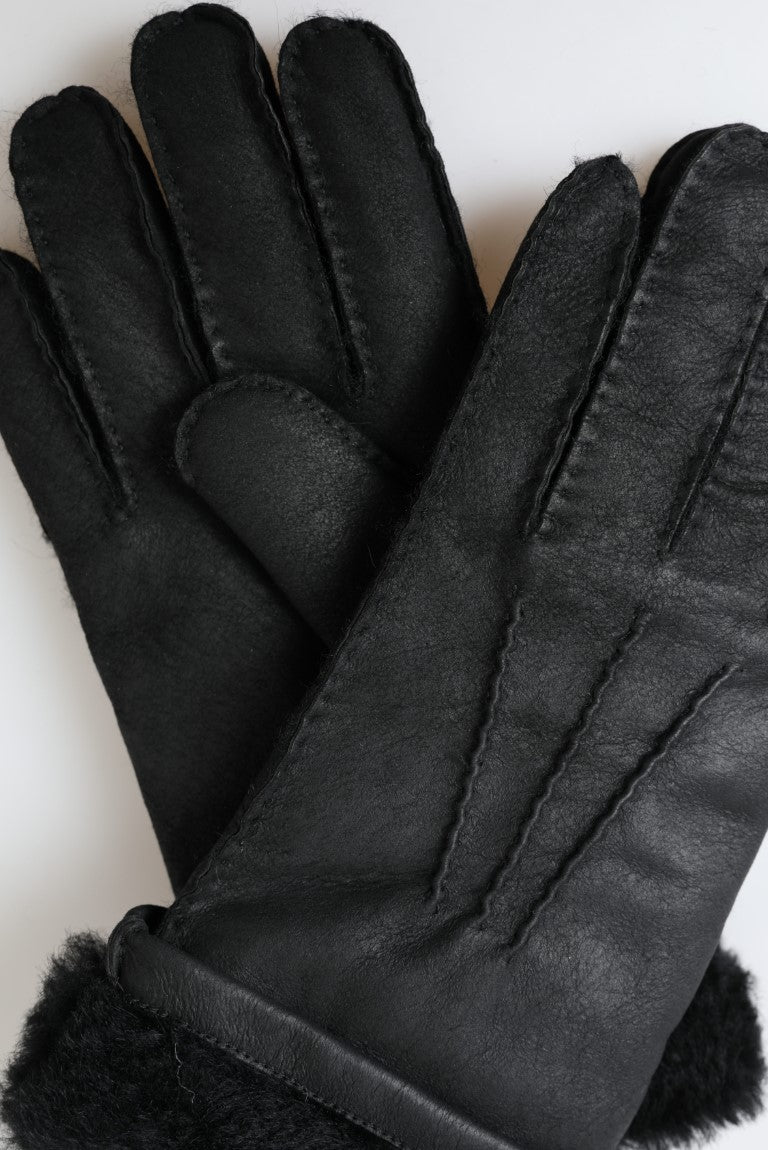 Dolce &amp; Gabbana Gants d'hiver élégants en cuir noir