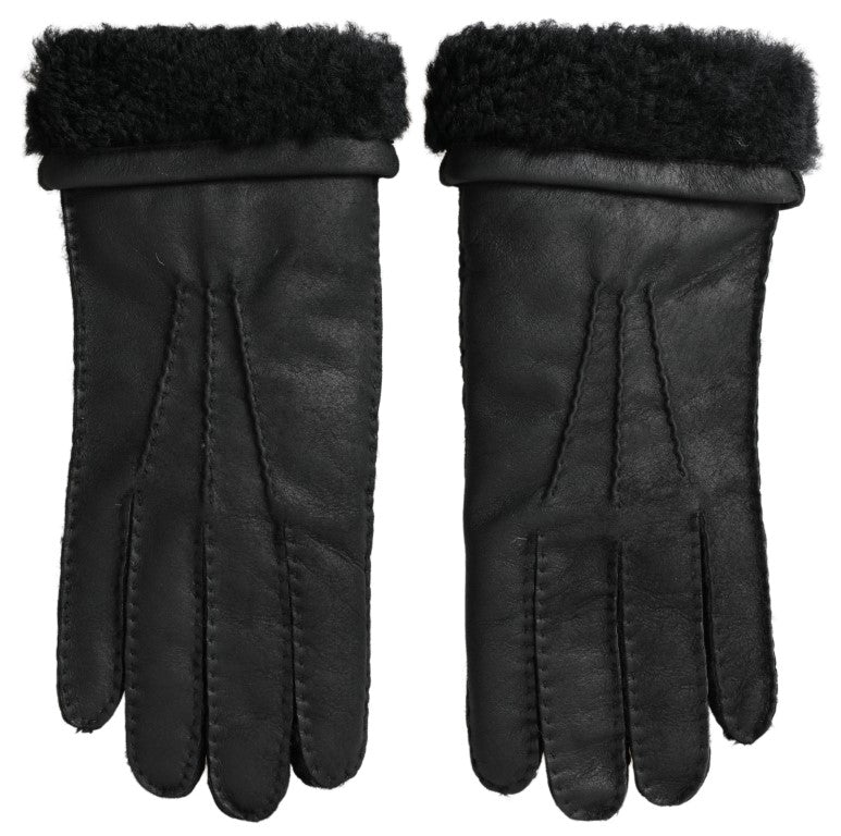 Dolce &amp; Gabbana Gants d'hiver élégants en cuir noir