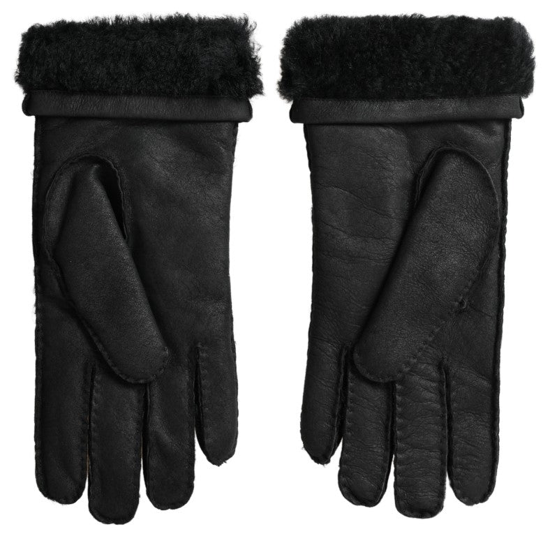 Dolce &amp; Gabbana Gants d'hiver élégants en cuir noir