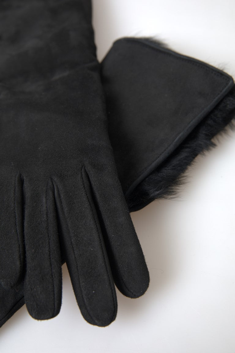 Dolce &amp; Gabbana Gants élégants en cuir longueur coude avec bordure en fourrure