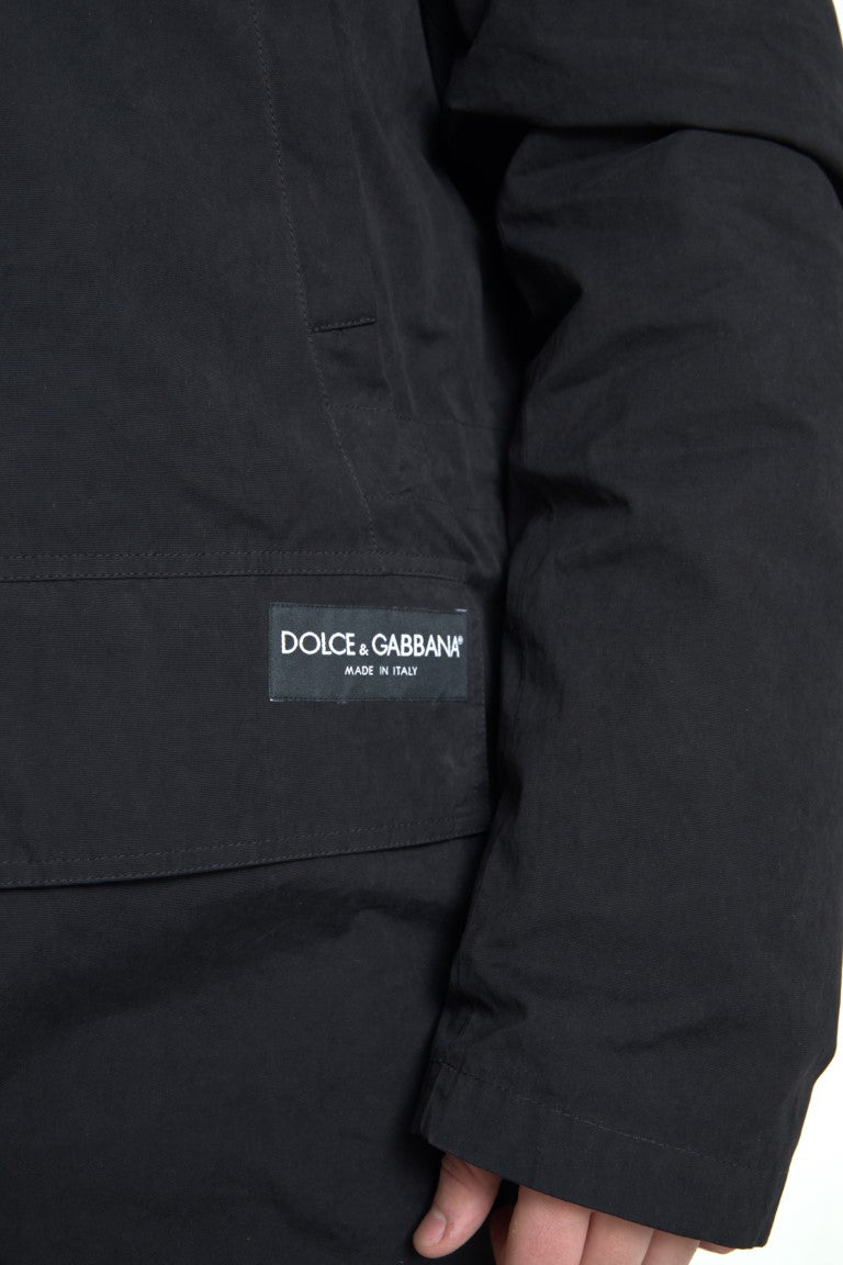 Dolce &amp; Gabbana Trench-coat à capuche noir élégant