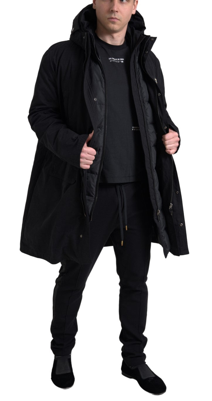 Dolce &amp; Gabbana Trench-coat à capuche noir élégant