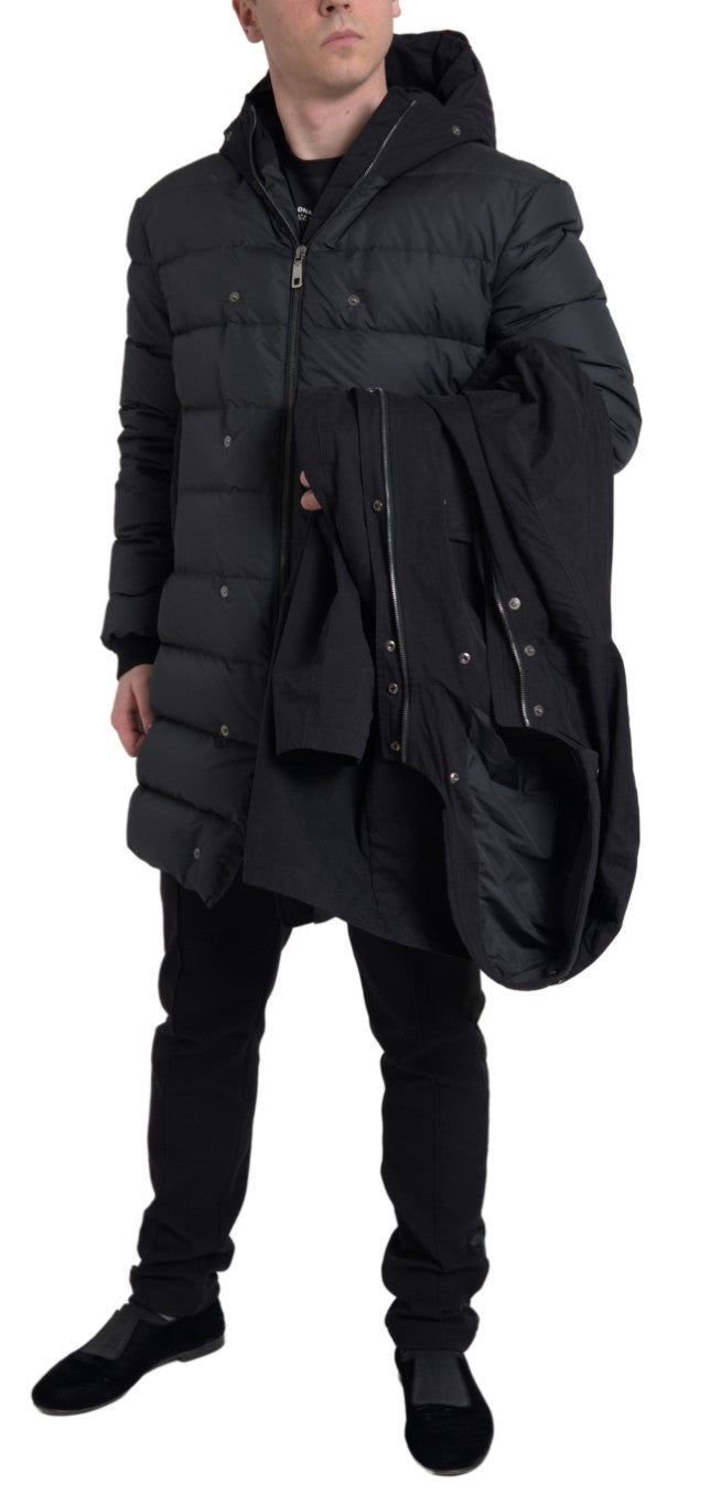 Dolce &amp; Gabbana Trench-coat à capuche noir élégant