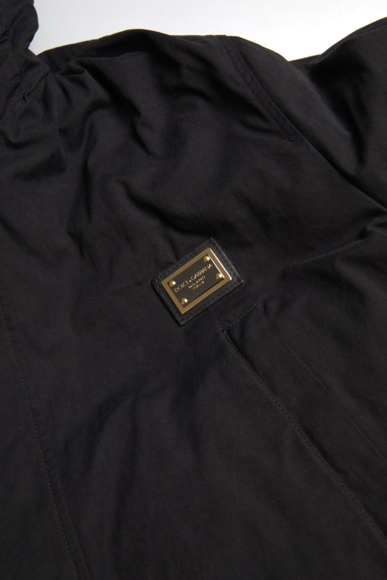 Dolce &amp; Gabbana Trench-coat à capuche noir élégant