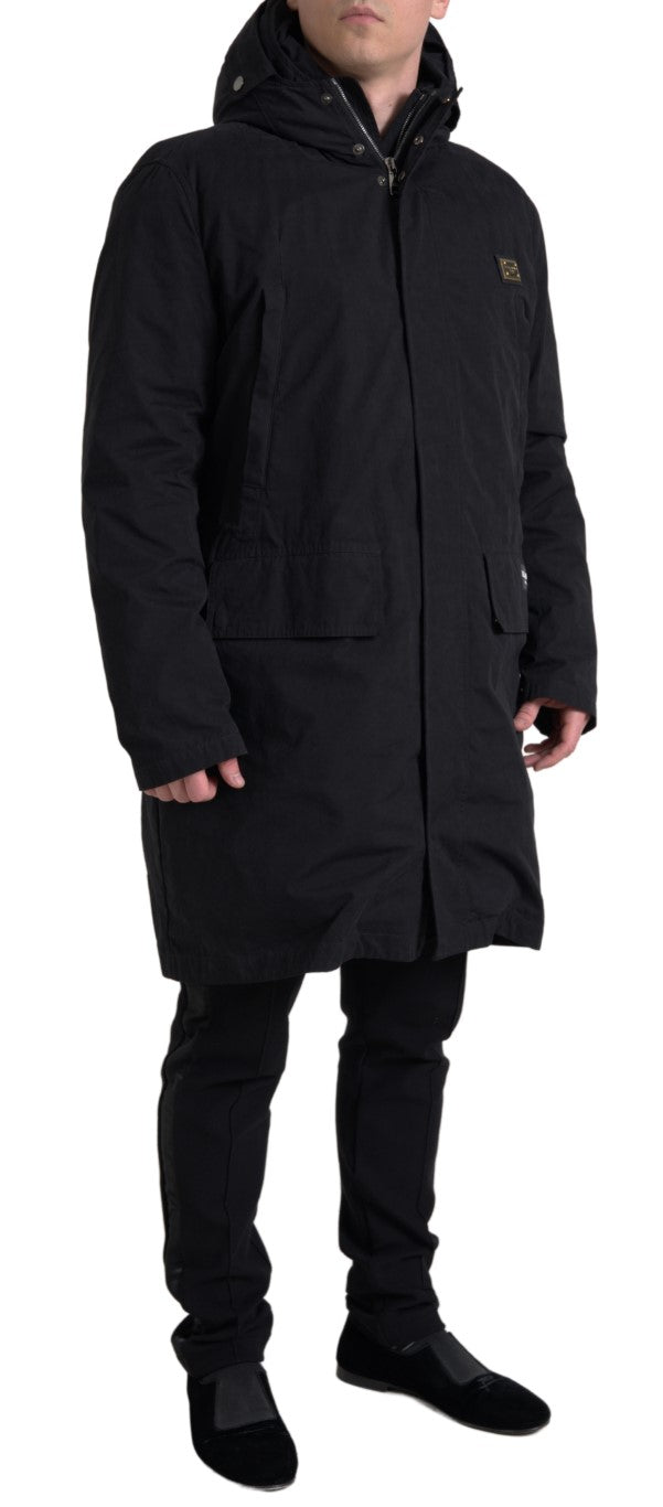 Dolce &amp; Gabbana Trench-coat à capuche noir élégant