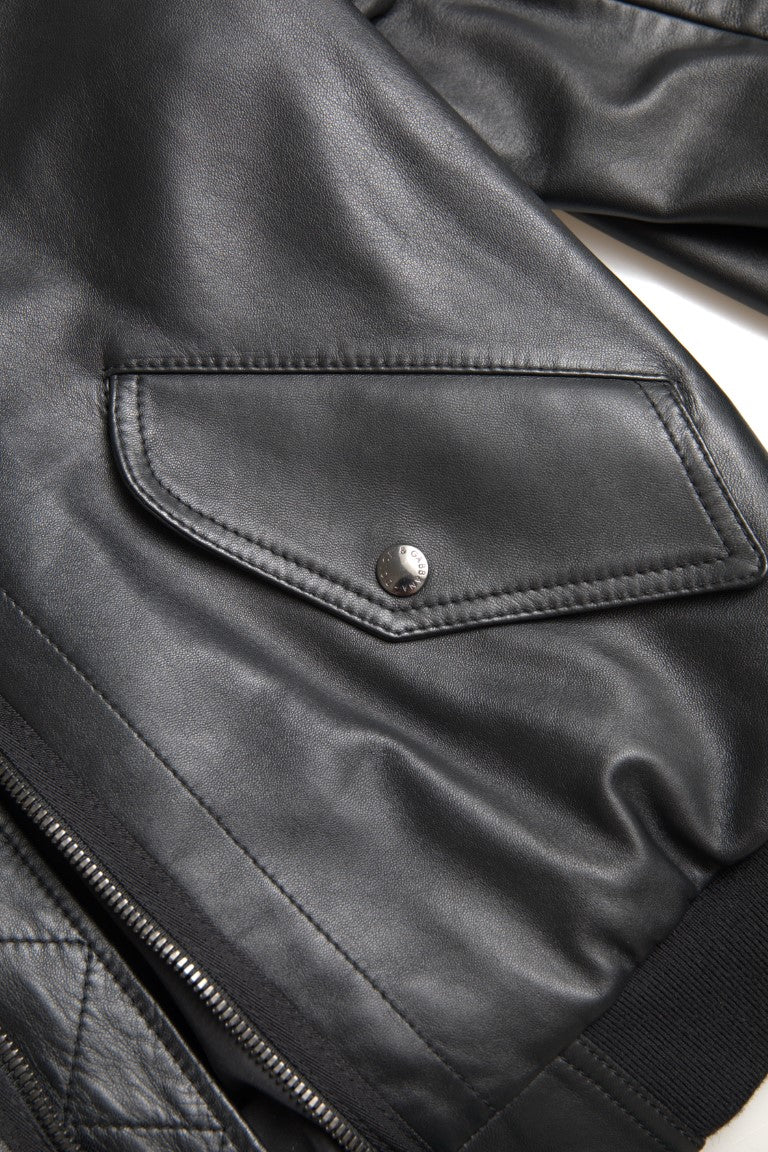 Dolce &amp; Gabbana Blouson aviateur en cuir noir élégant