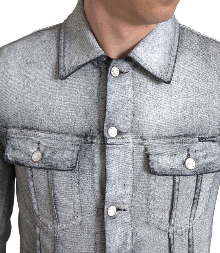 Dolce &amp; Gabbana Veste en jean stretch en coton gris élégante