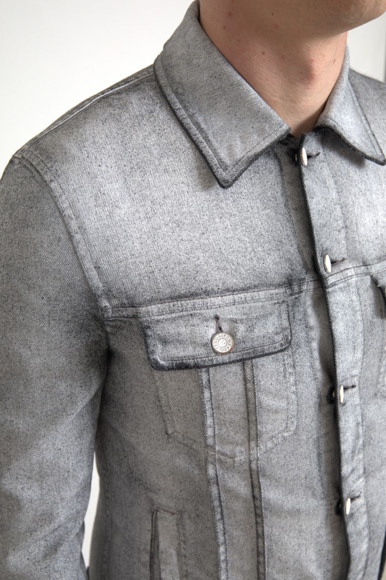 Dolce &amp; Gabbana Veste en jean stretch en coton gris élégante