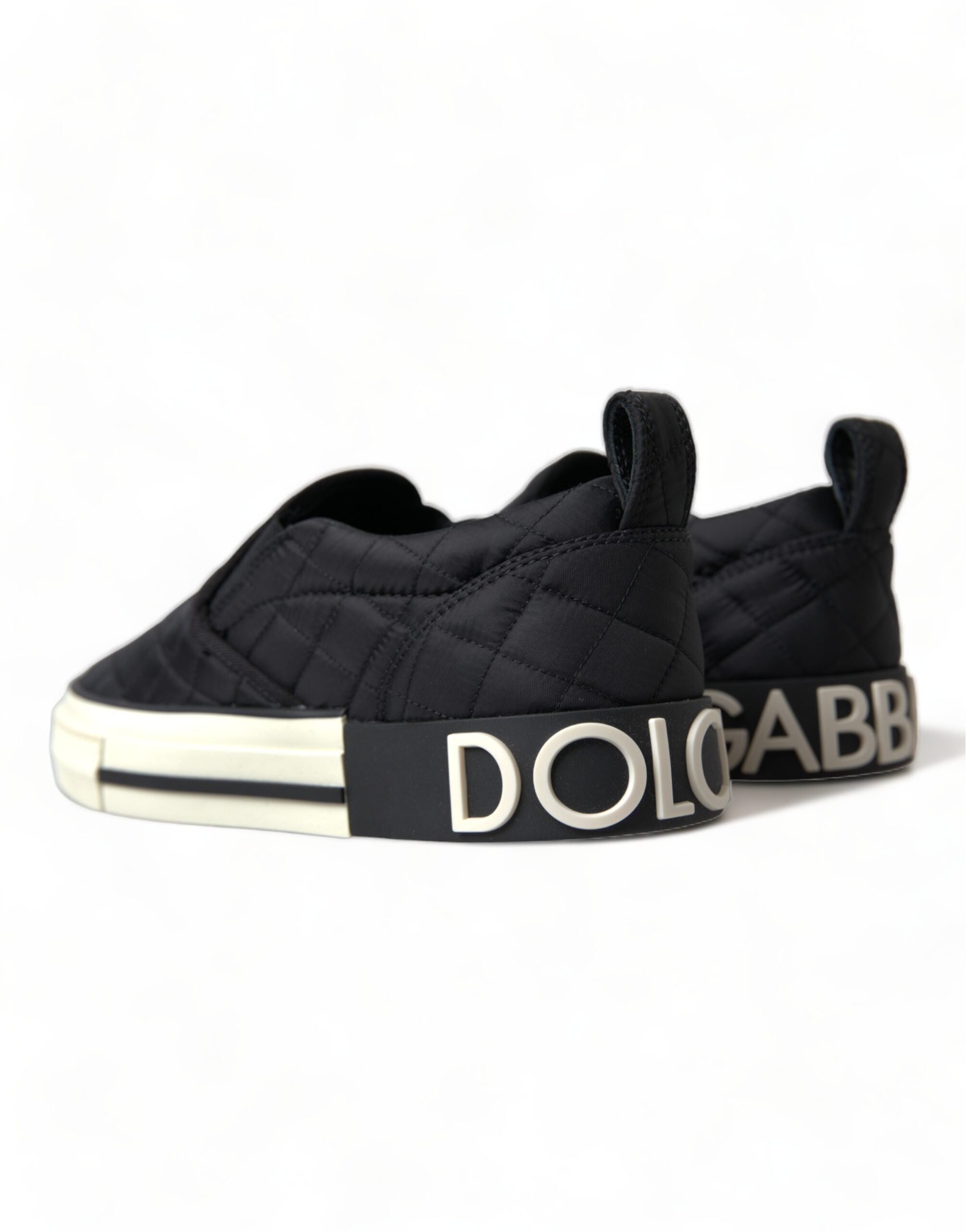 Dolce & Gabbana Chaussures de baskets basses matelassées noires à enfiler