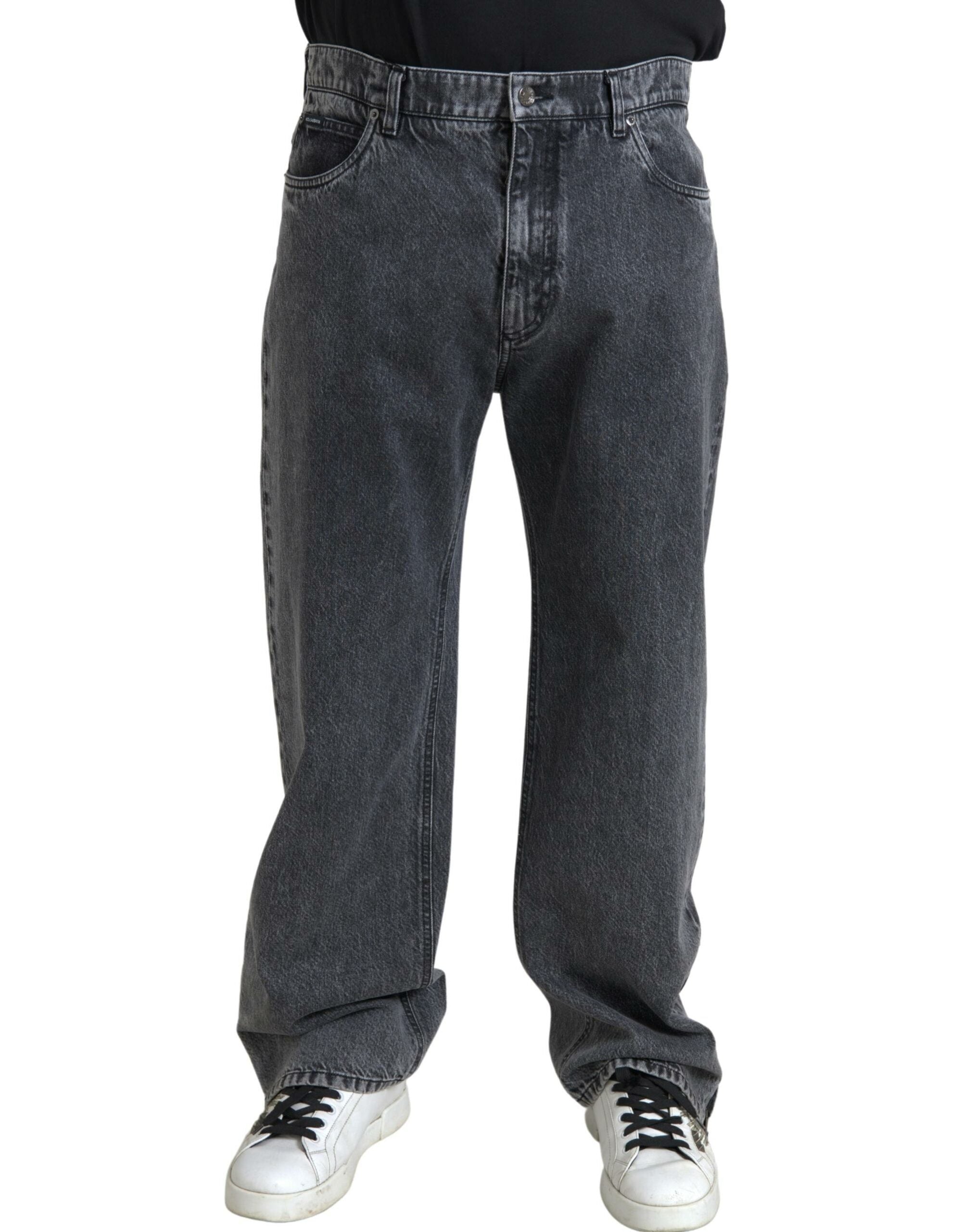 Dolce &amp; Gabbana Élégant jean droit en denim gris foncé