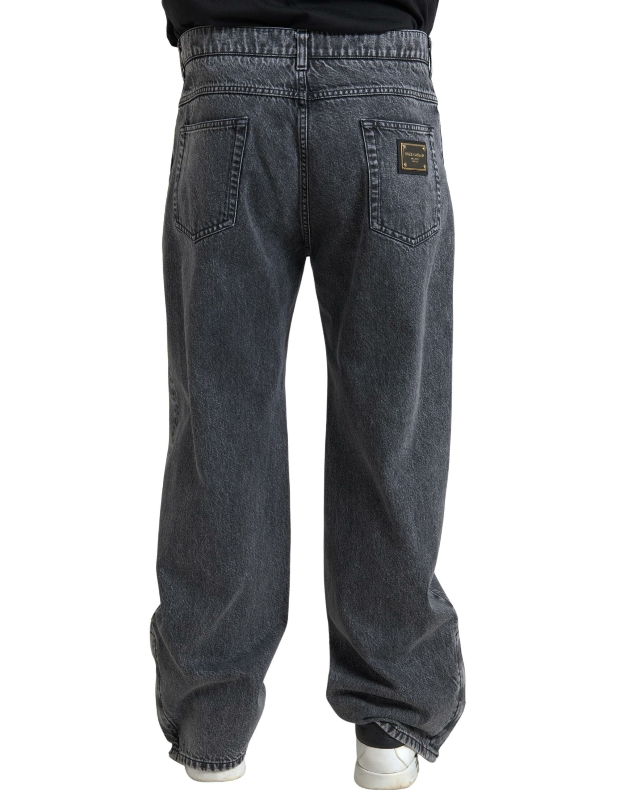 Dolce &amp; Gabbana Élégant jean droit en denim gris foncé