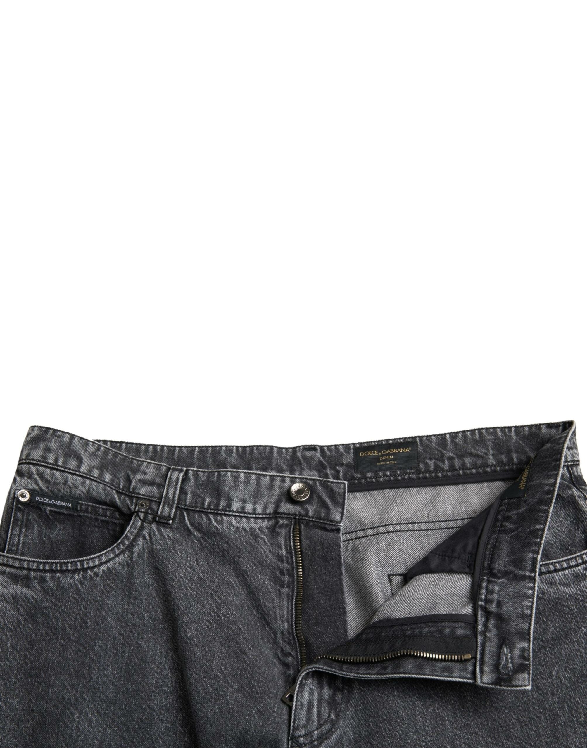 Dolce &amp; Gabbana Élégant jean droit en denim gris foncé