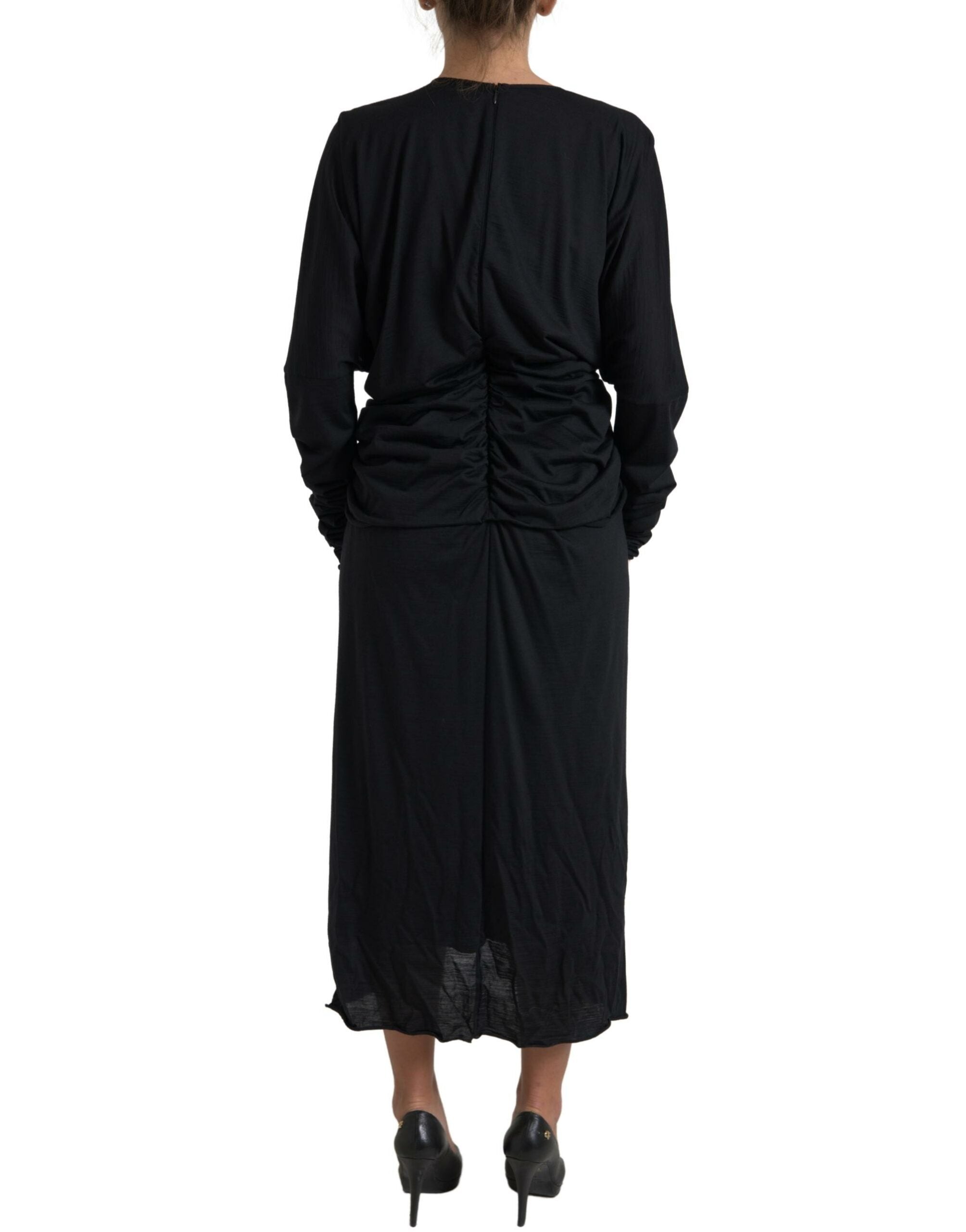 Dolce &amp; Gabbana Robe portefeuille élégante en laine noire