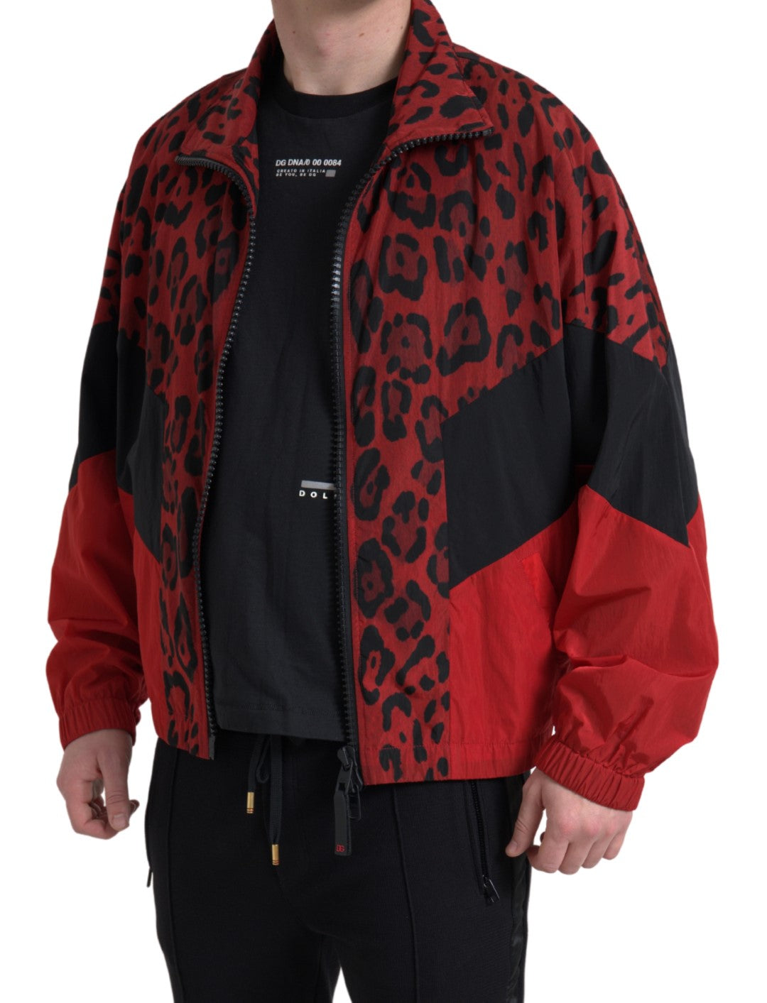 Dolce &amp; Gabbana Veste pull zippée rouge léopard