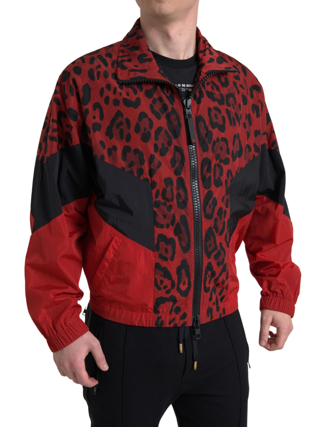 Dolce & Gabbana Red Leopard Zip Sweater Jacket