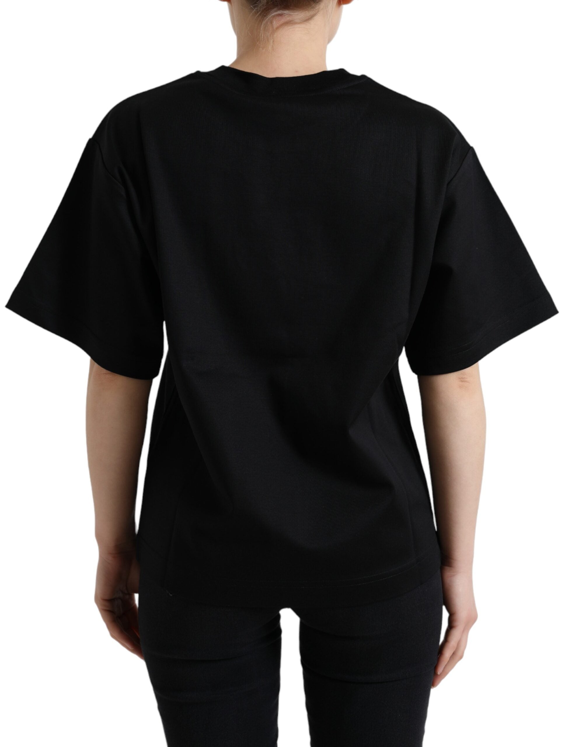 Dolce &amp; Gabbana T-shirt élégant noir orné de cristaux