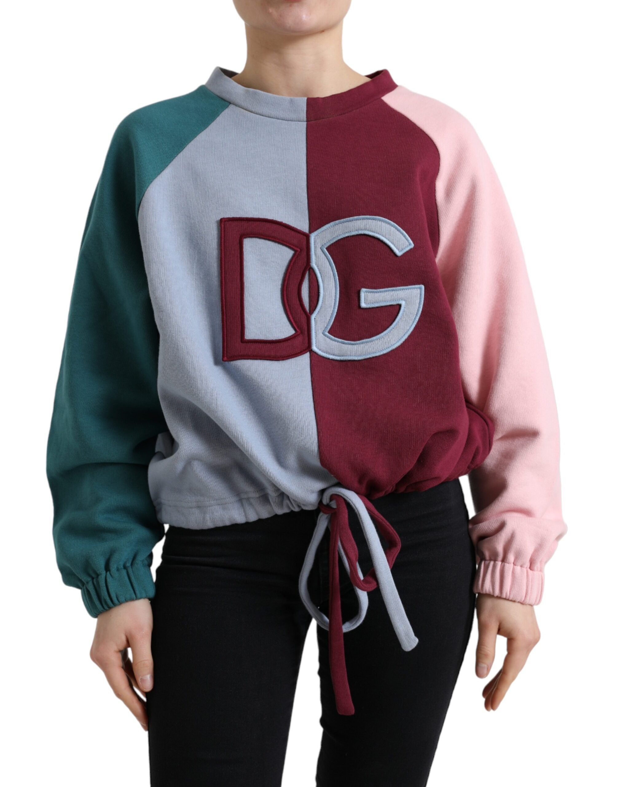 Dolce &amp; Gabbana Pull en coton multicolore élégant à col rond