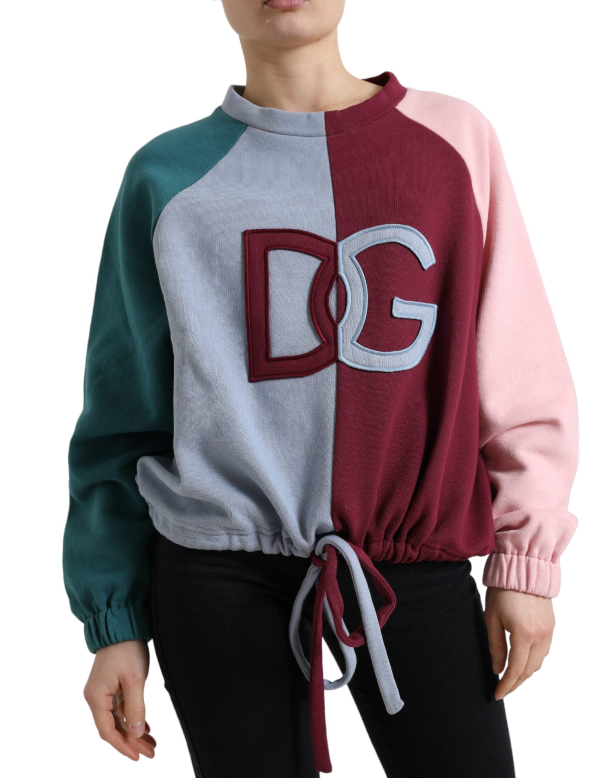 Dolce &amp; Gabbana Pull en coton multicolore élégant à col rond