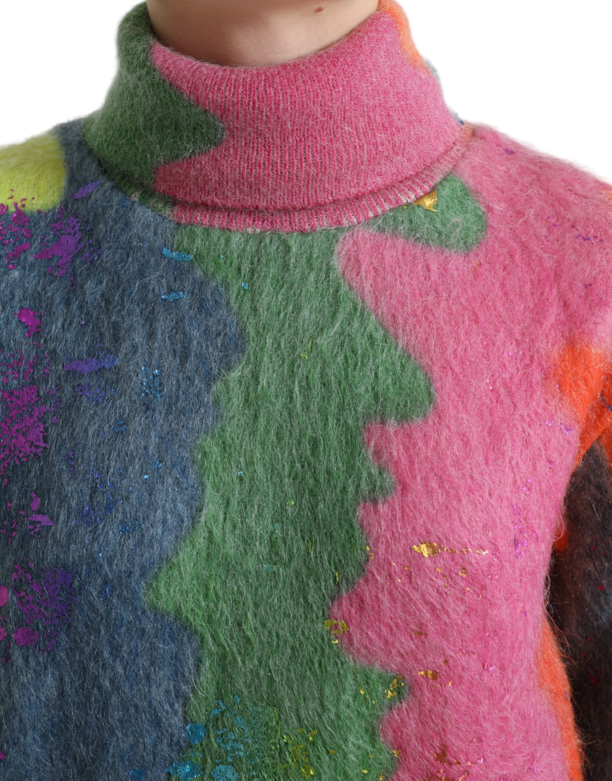 Dolce &amp; Gabbana Pull à col roulé à rayures en mohair multicolore