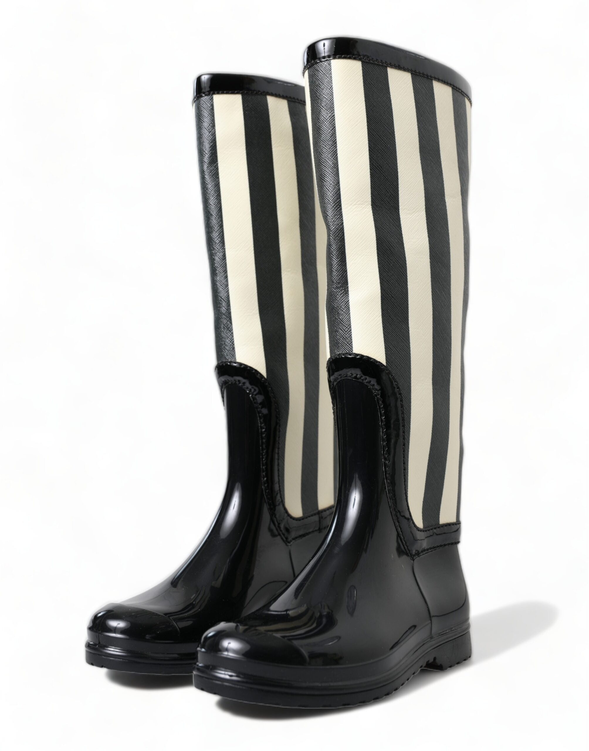 Dolce &amp; Gabbana Bottes hauteur genou à rayures noires et blanches