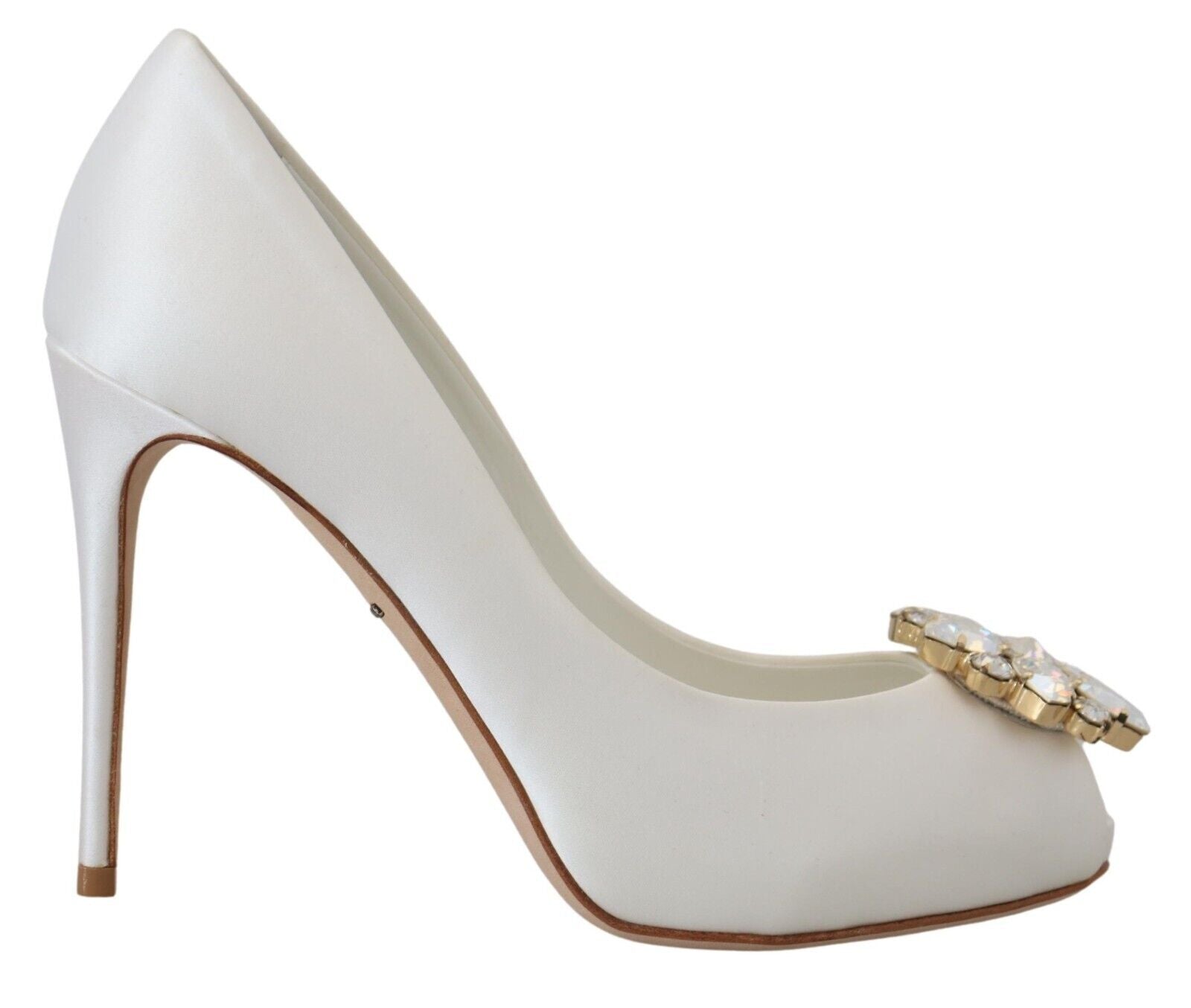 Dolce &amp; Gabbana Talons peep toes blancs ornés de cristaux