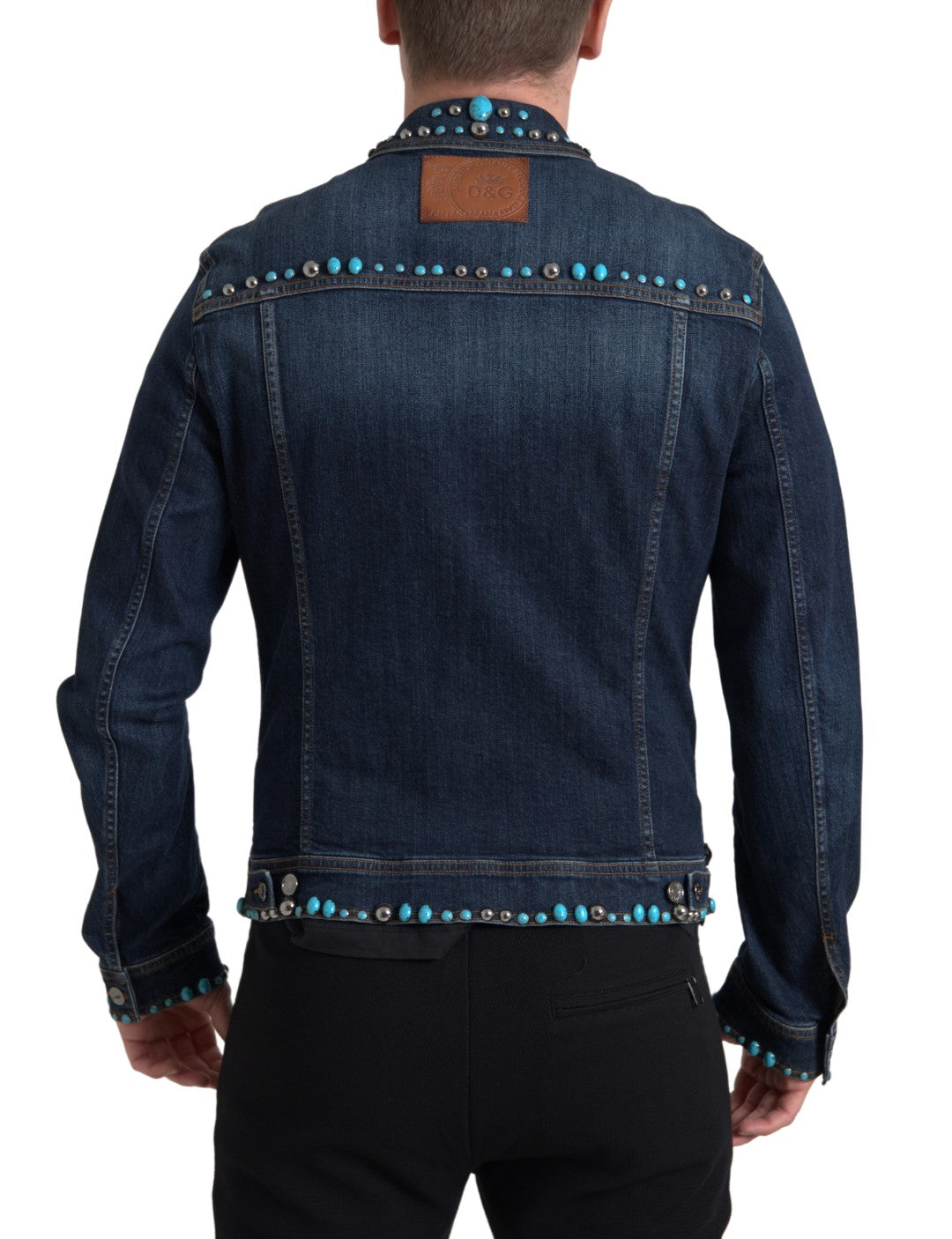 Dolce &amp; Gabbana Veste en jean turquoise ornée