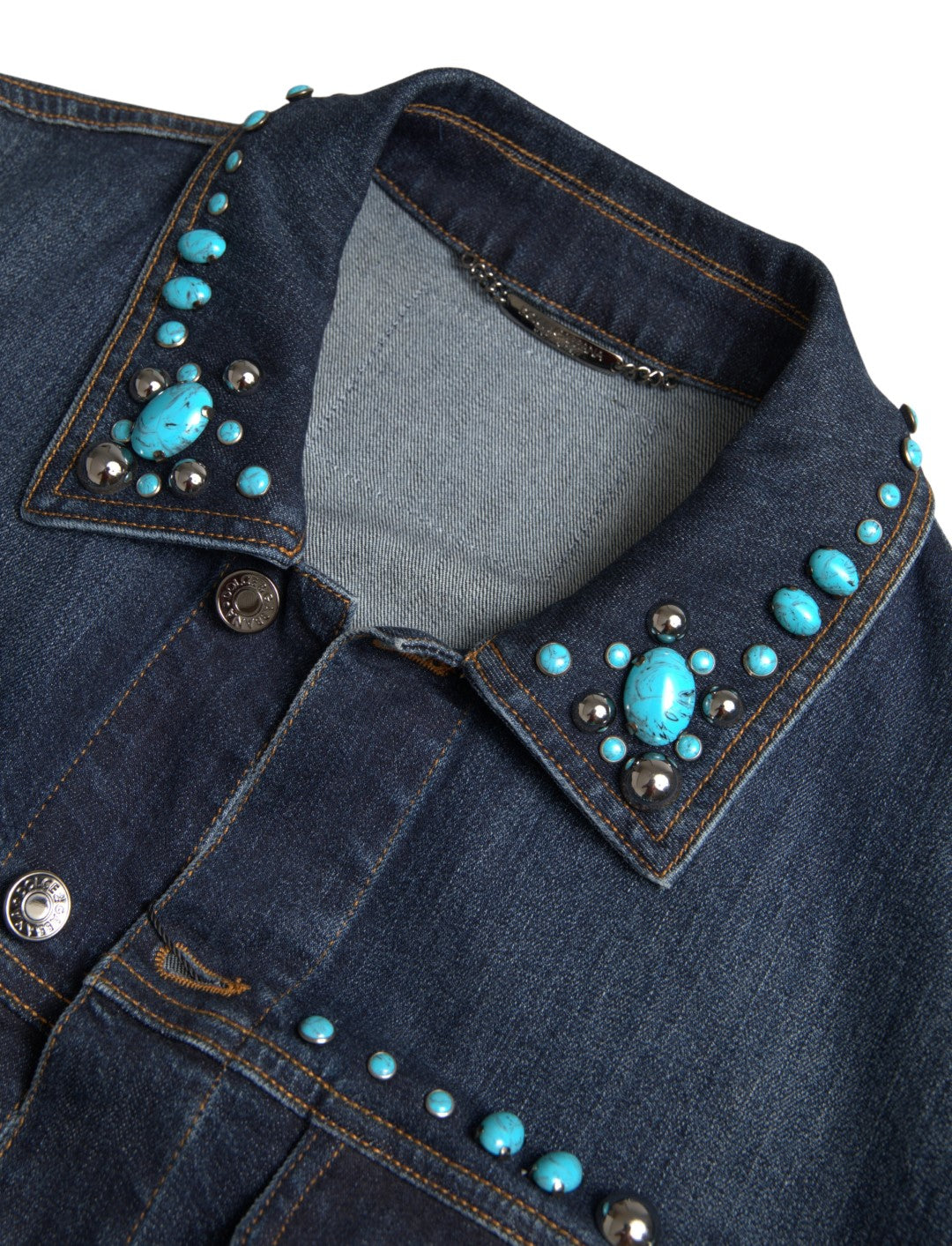 Dolce &amp; Gabbana Veste en jean turquoise ornée