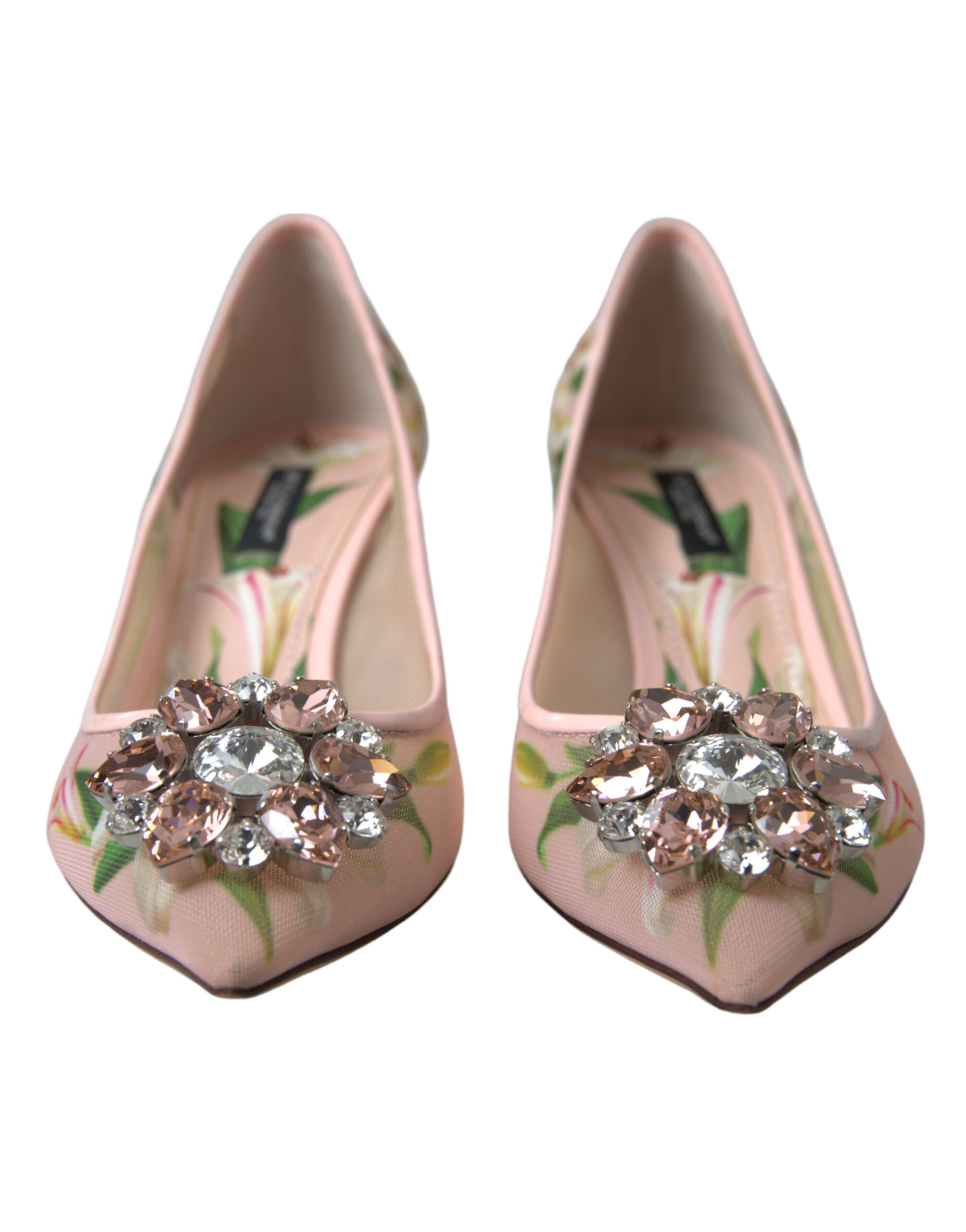 Dolce &amp; Gabbana Escarpins élégants en cristal floral rose