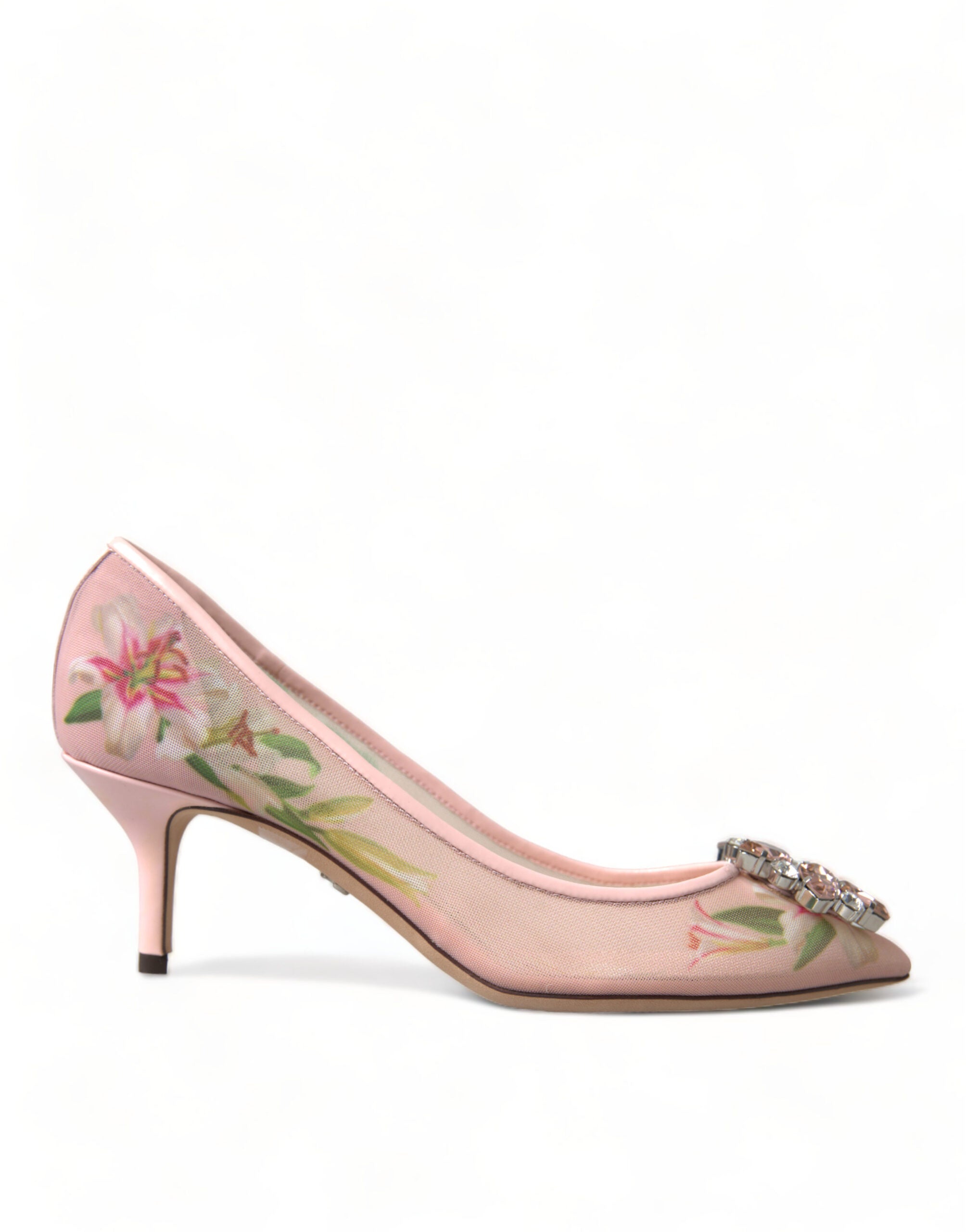 Dolce &amp; Gabbana Escarpins élégants en cristal floral rose