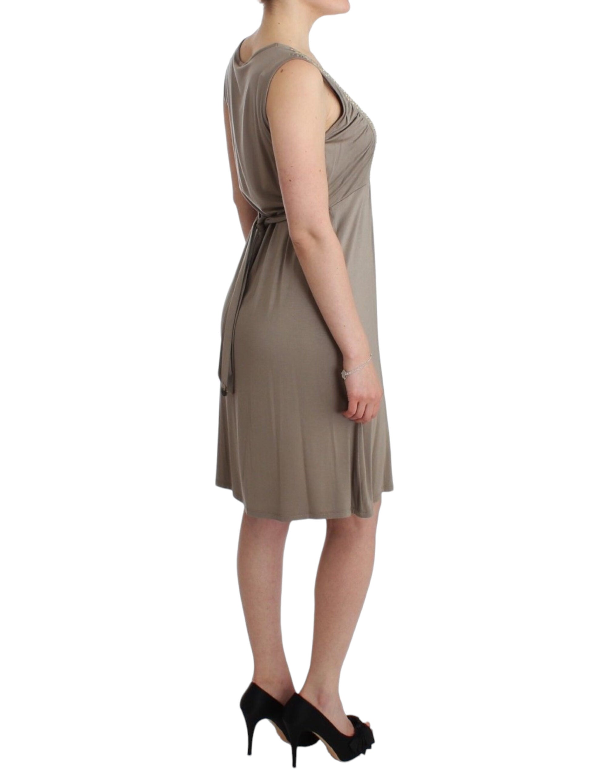 Roccobarocco Robe fourreau cloutée longueur genou en beige