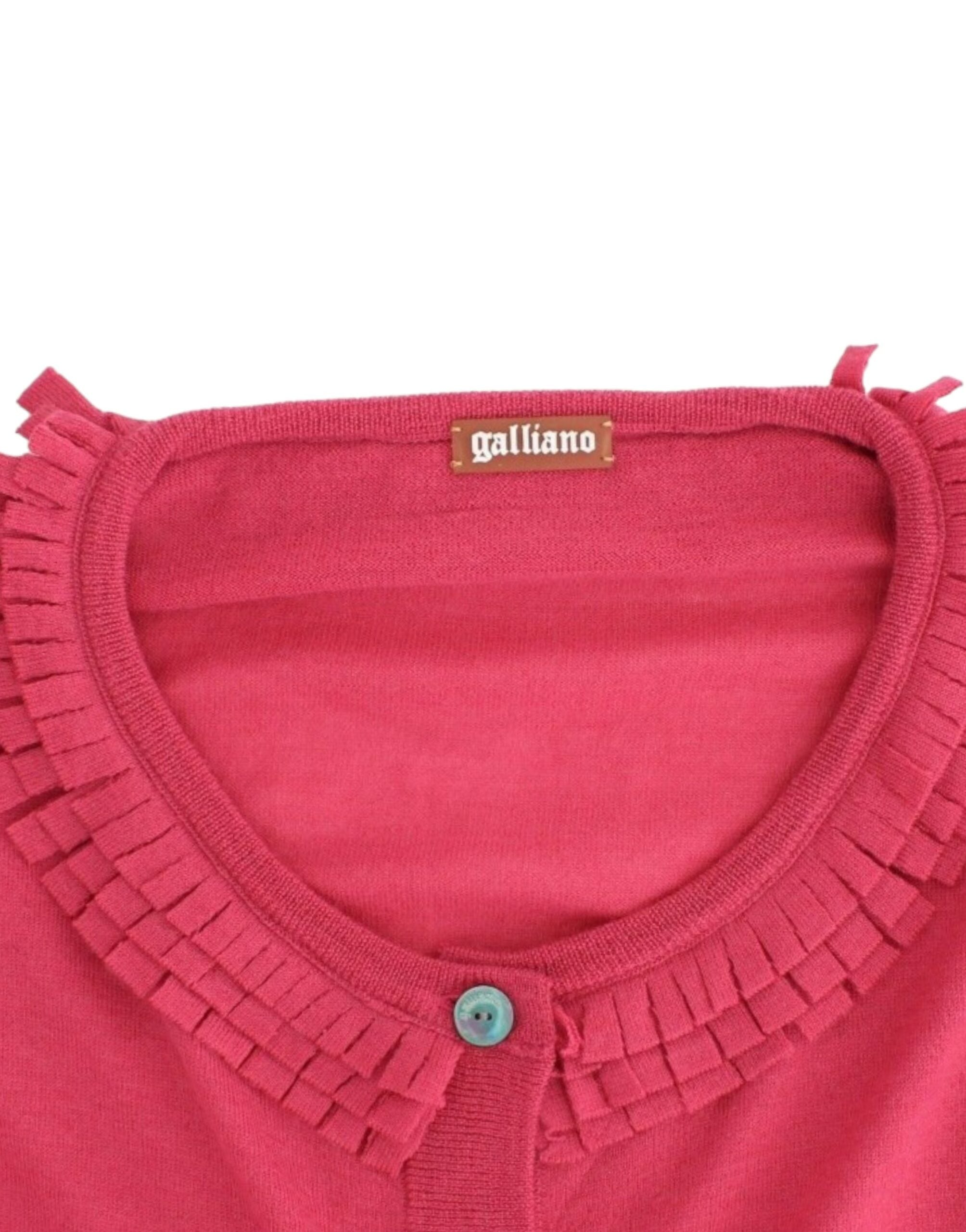 John Galliano Cardigan en laine à volants en rose