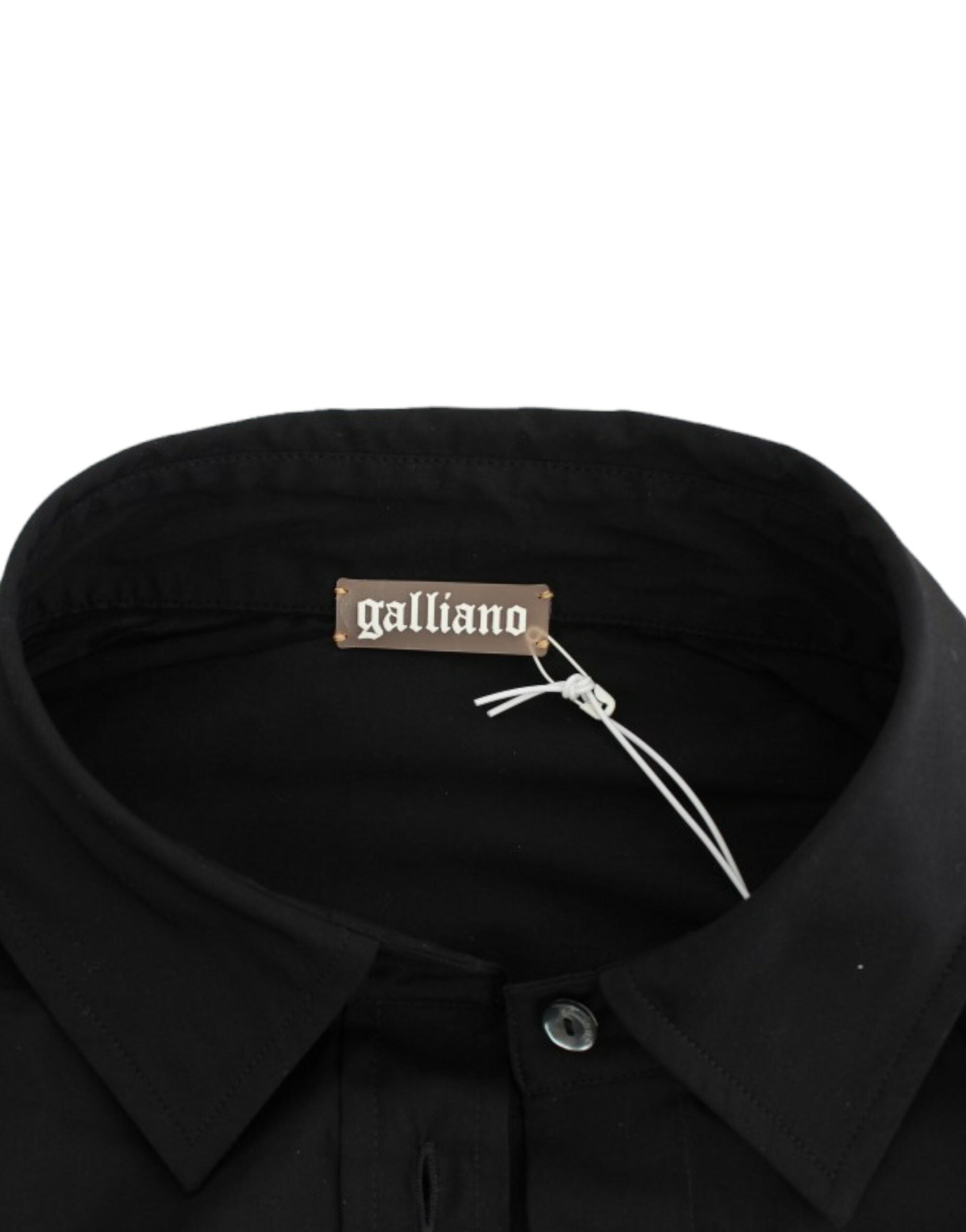 John Galliano élégant chemisier à manches courtes en coton stretch noir