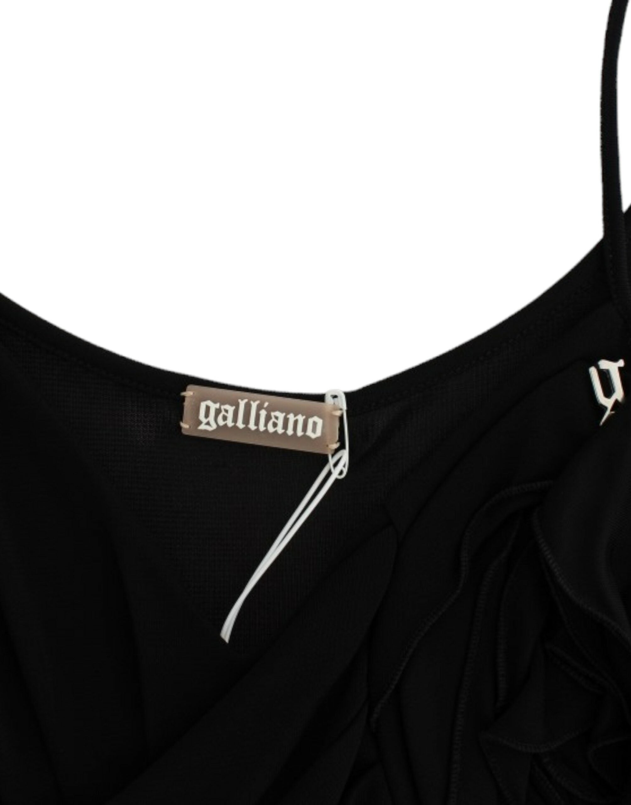 John Galliano Robe élégante en jersey noir longueur genou