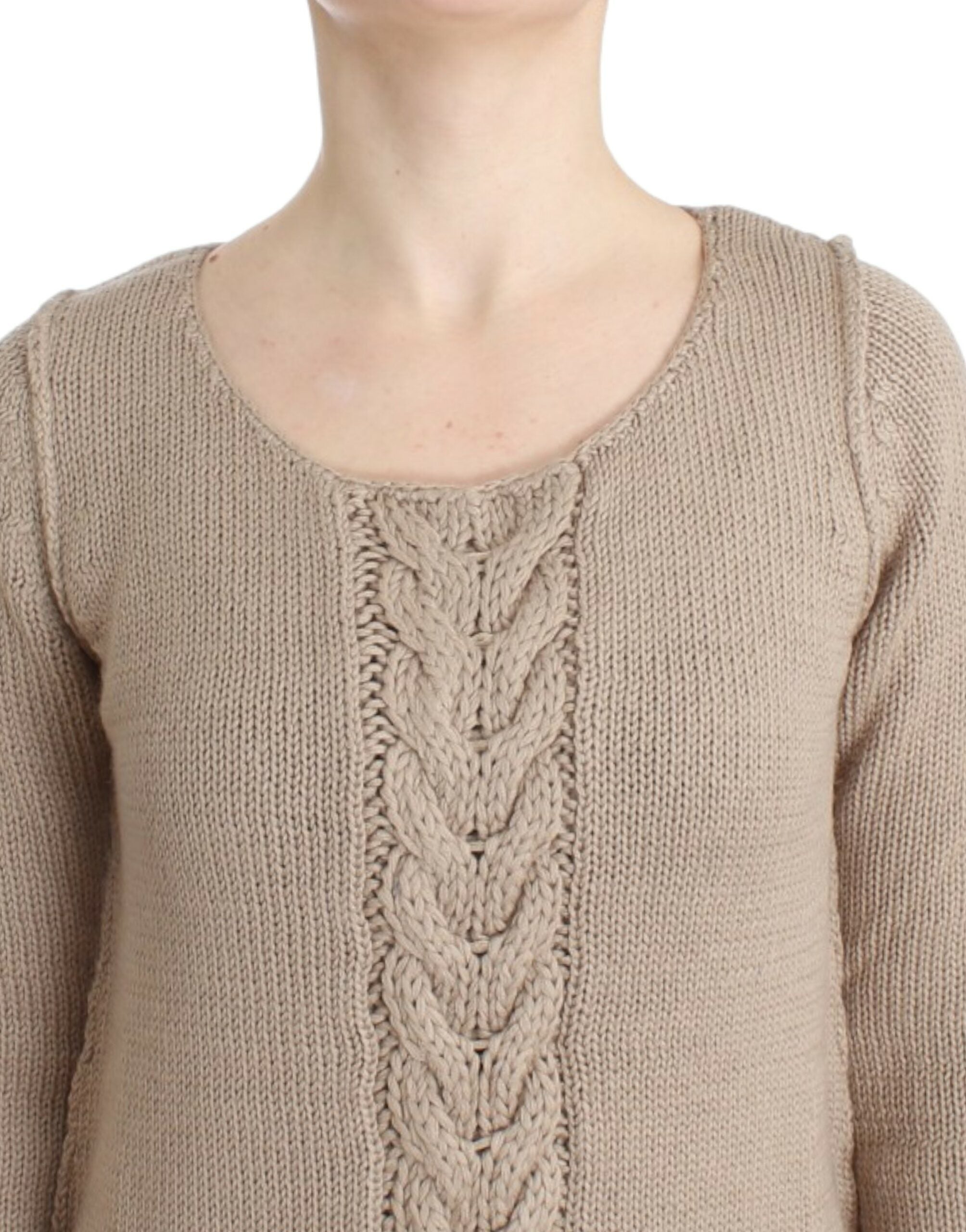 Cavalli élégant pull à col rond tricoté beige