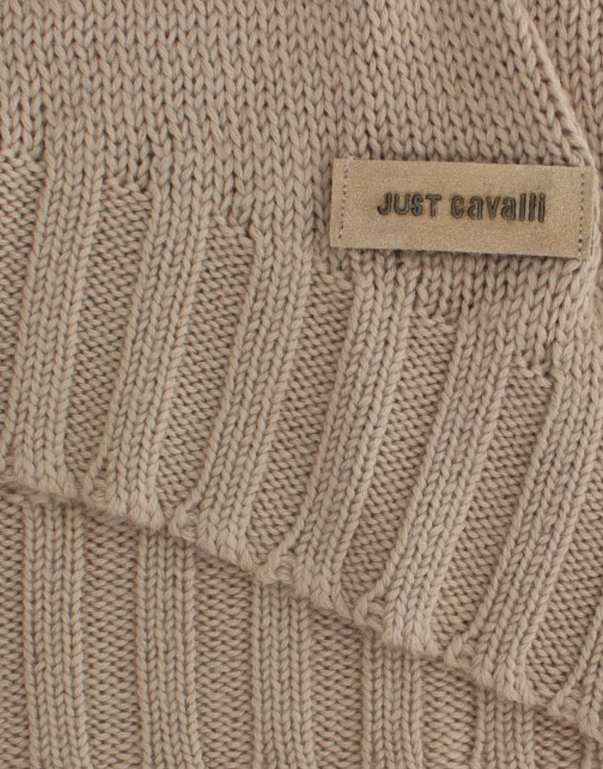 Cavalli élégant pull à col rond tricoté beige