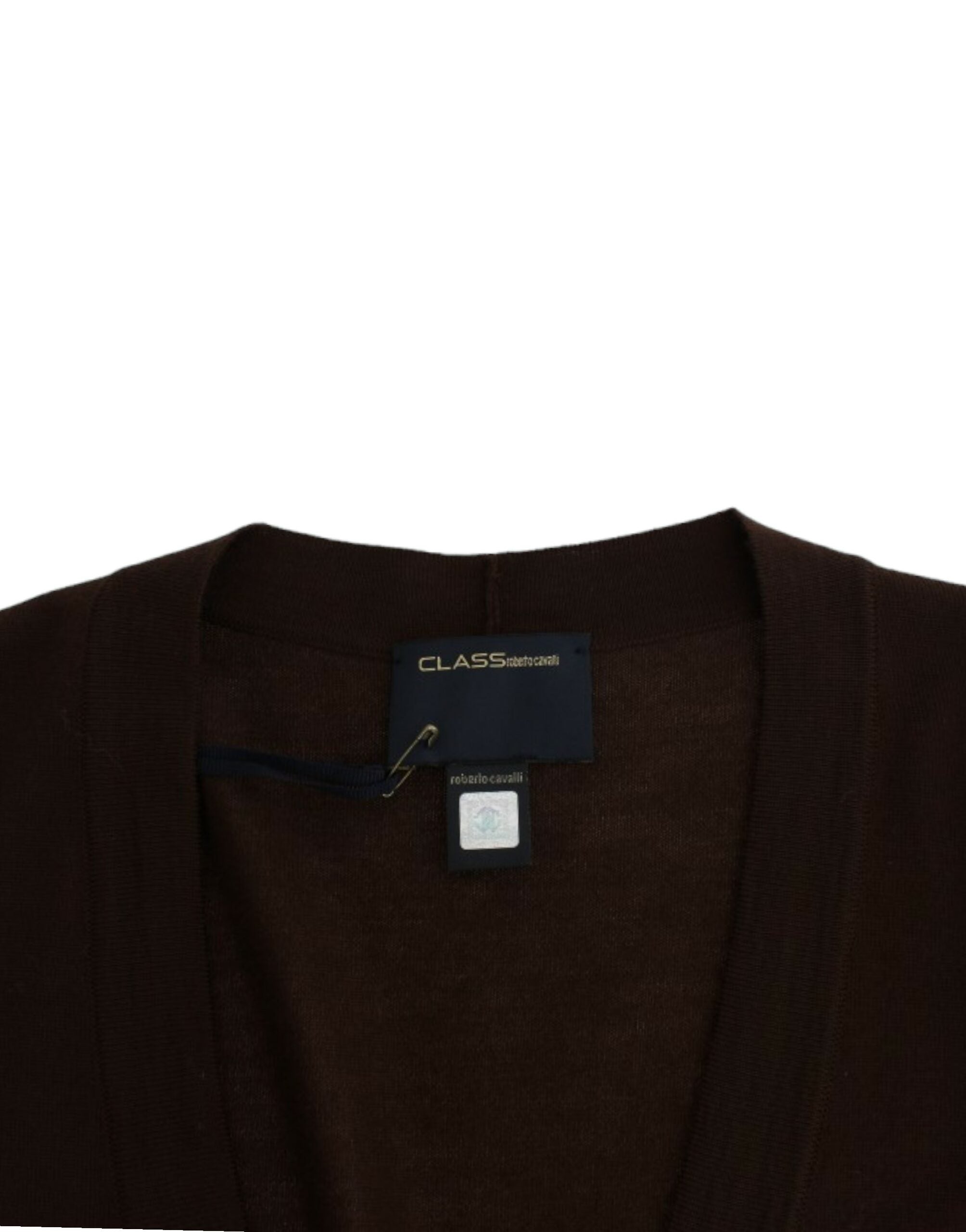 Cavalli Elegant Brown Virgin Wool Cropped Cardigan