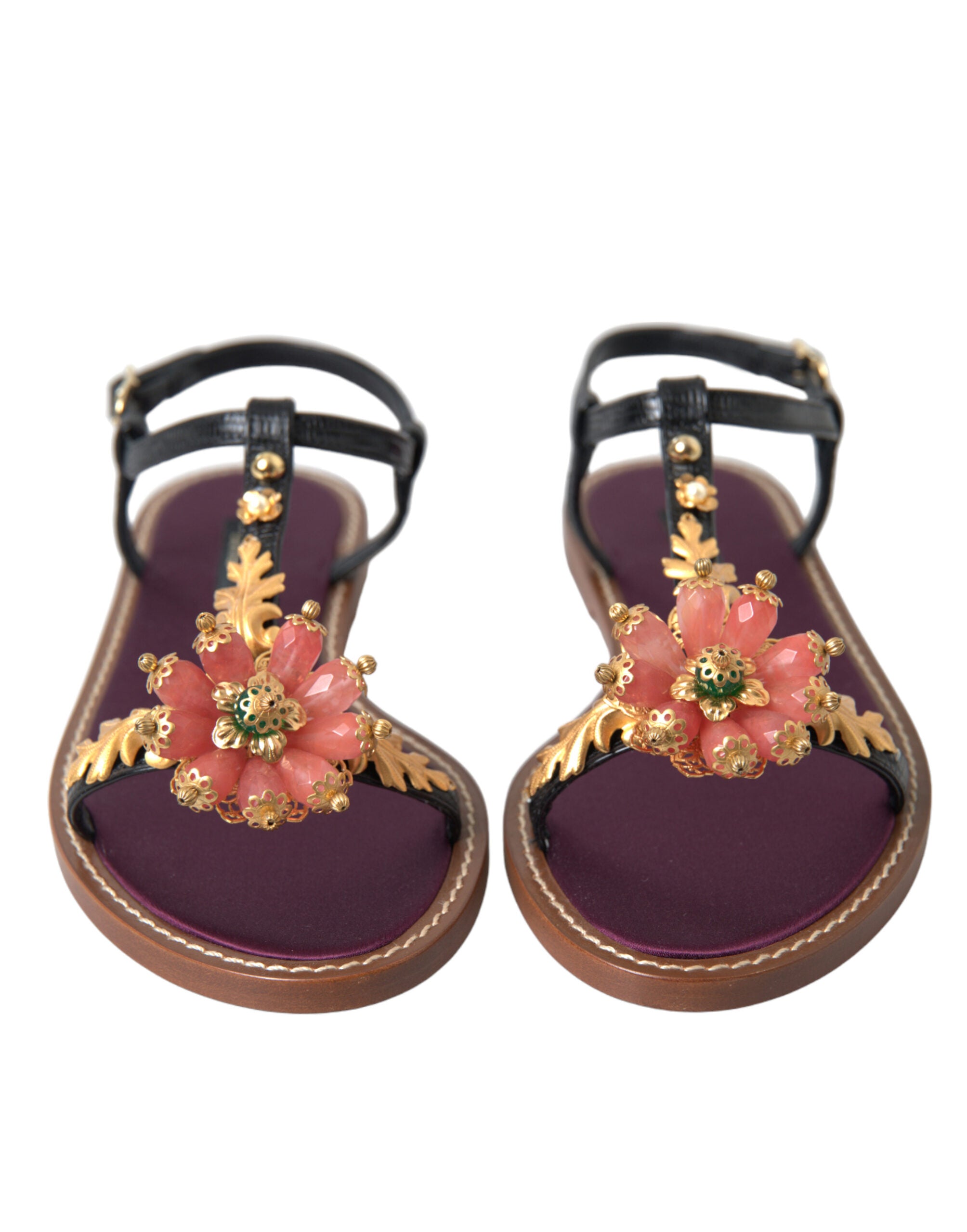 Dolce &amp; Gabbana élégantes sandales plates ornées de cristaux