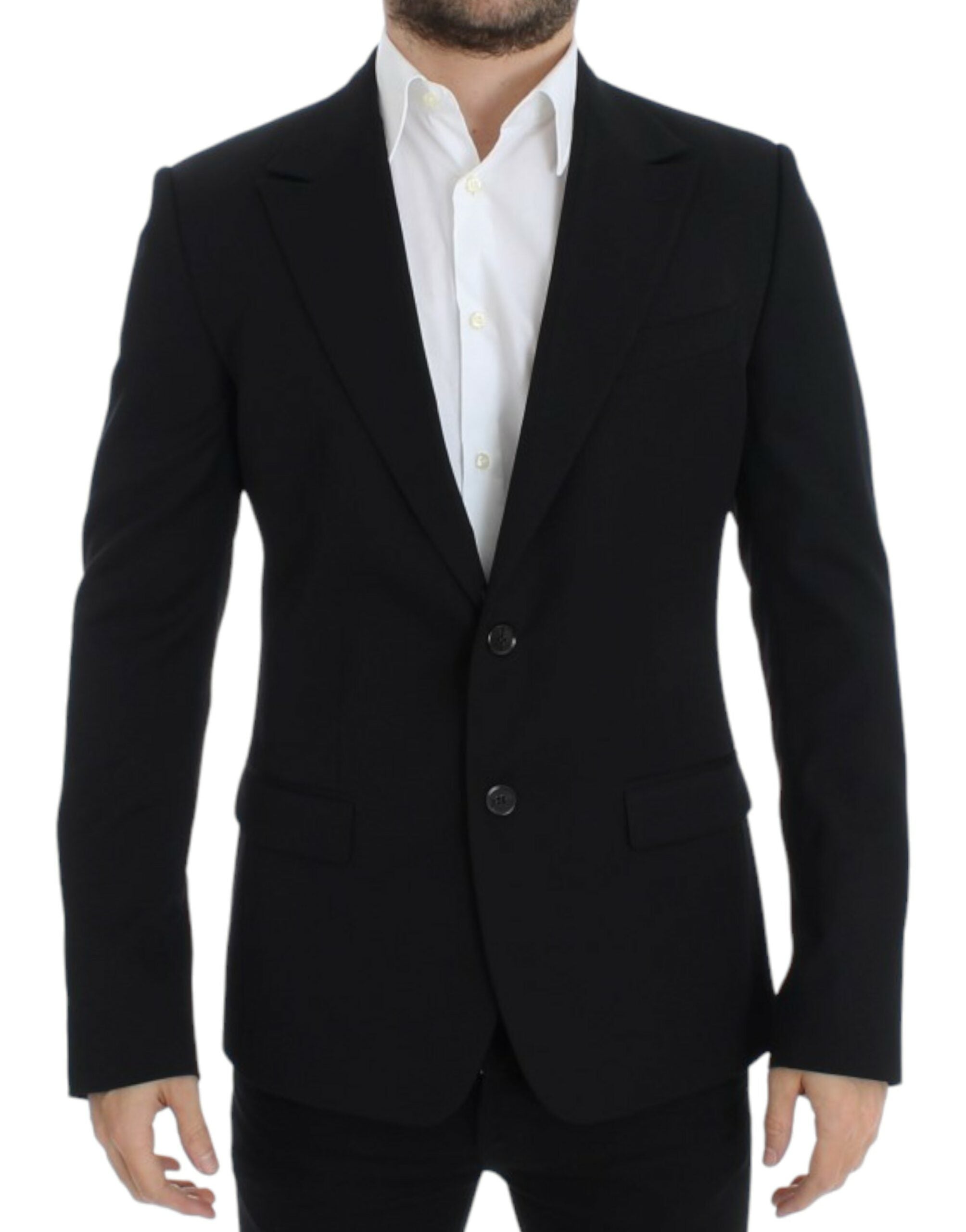 Dolce &amp; Gabbana Blazer élégant en laine noire coupe slim