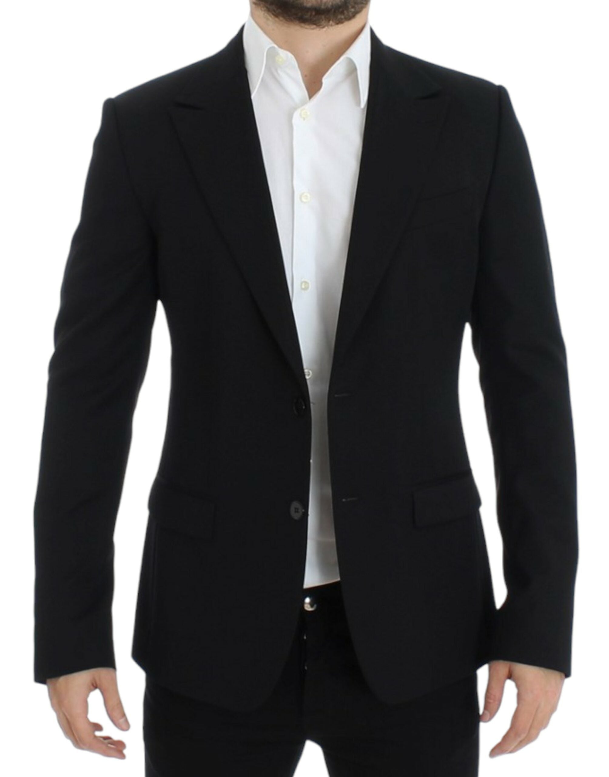 Dolce &amp; Gabbana Blazer élégant en laine noire coupe slim