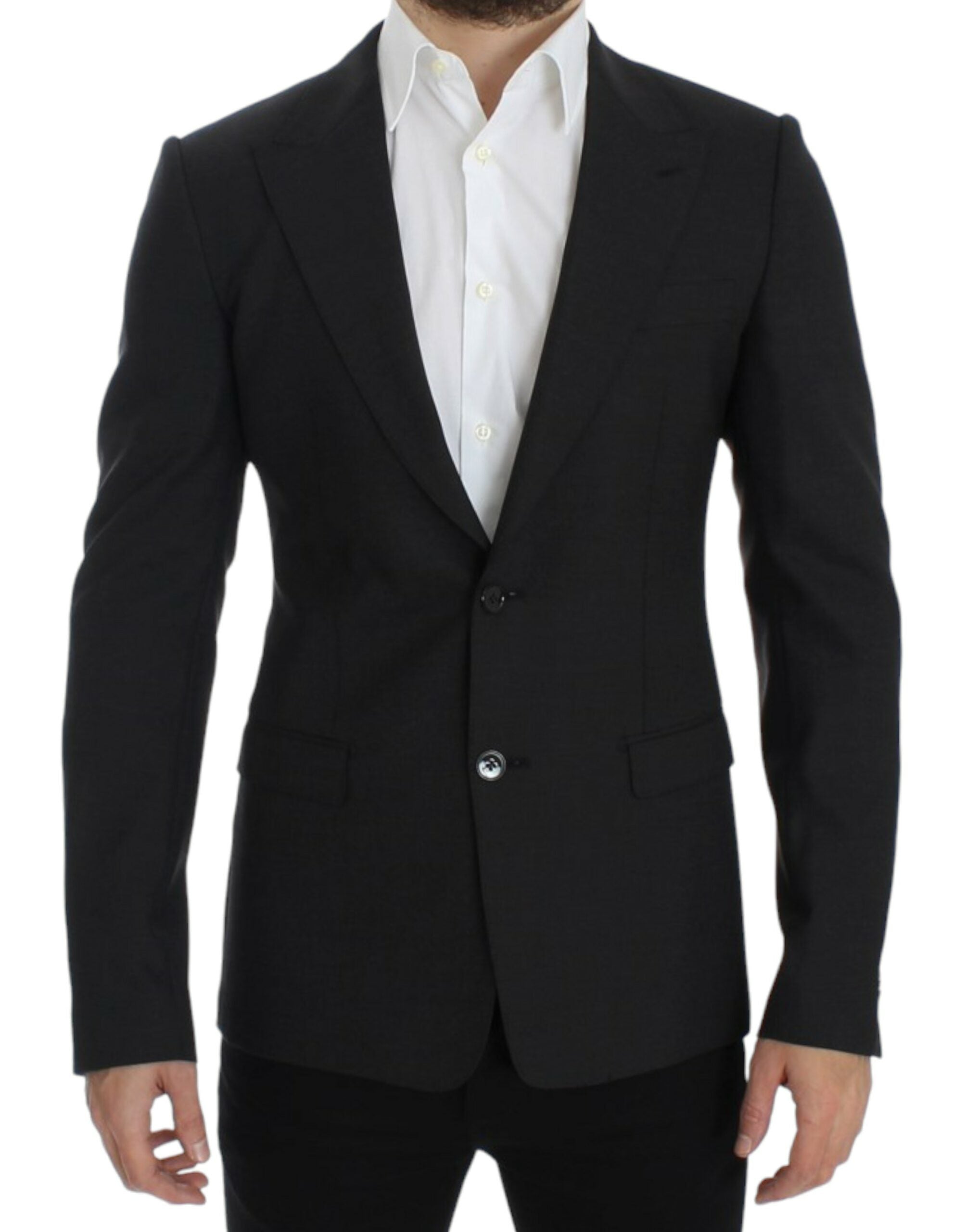 Dolce &amp; Gabbana Blazer slim en laine gris élégant