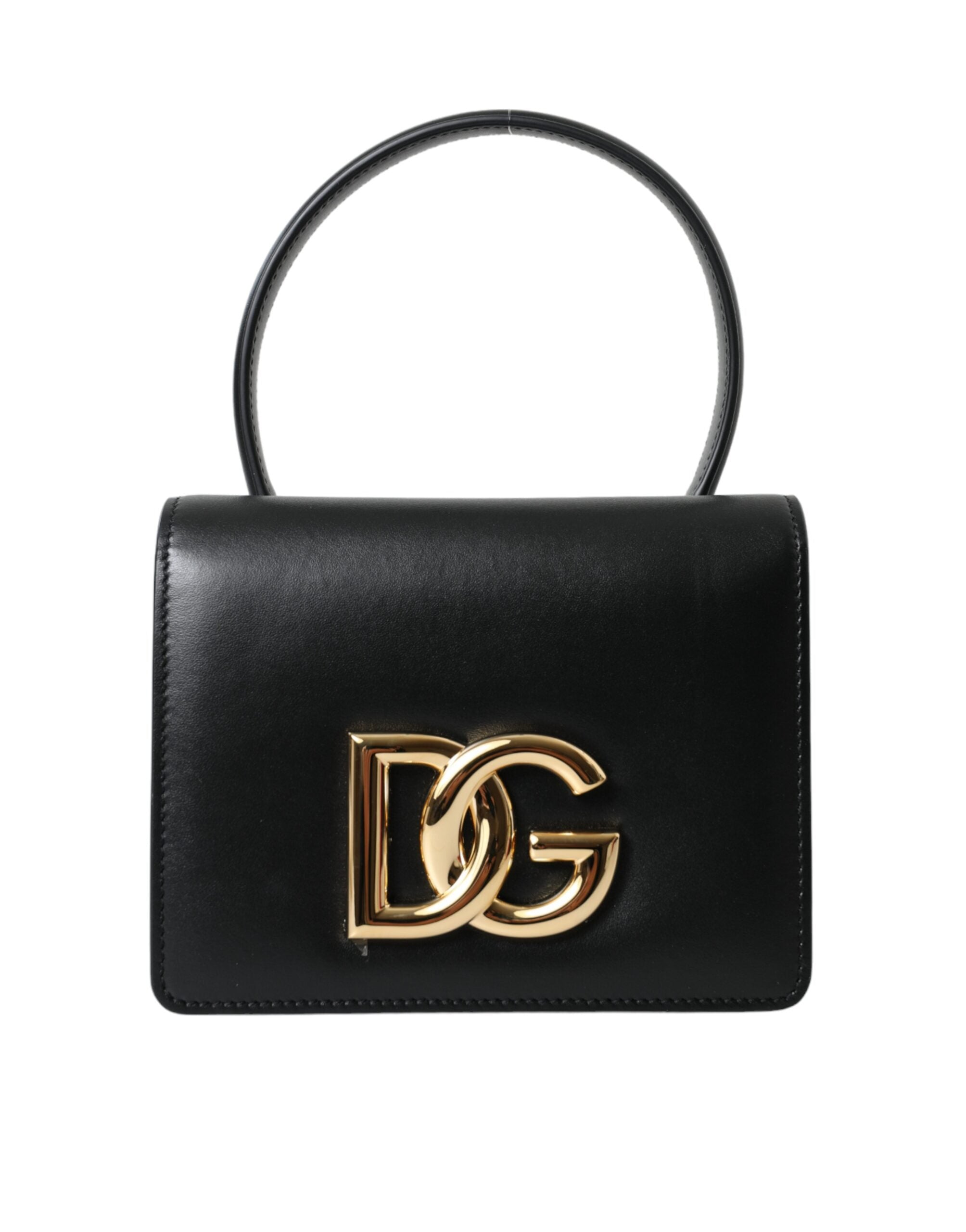 Dolce &amp; Gabbana Élégant sac ceinture en cuir noir avec accents dorés