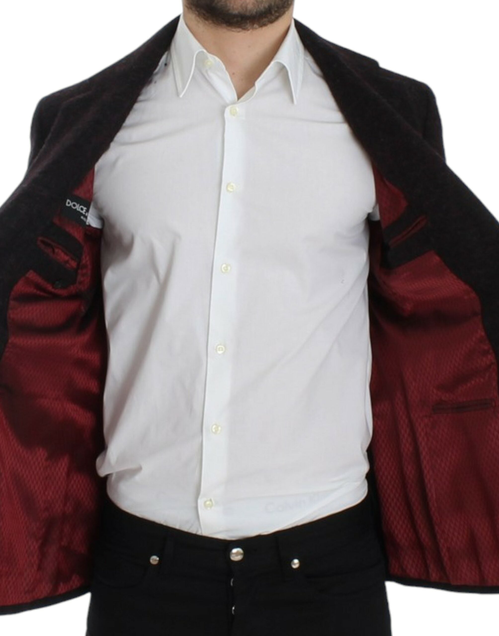 Dolce &amp; Gabbana Veste blazer à deux boutons Bordeaux Alpaga