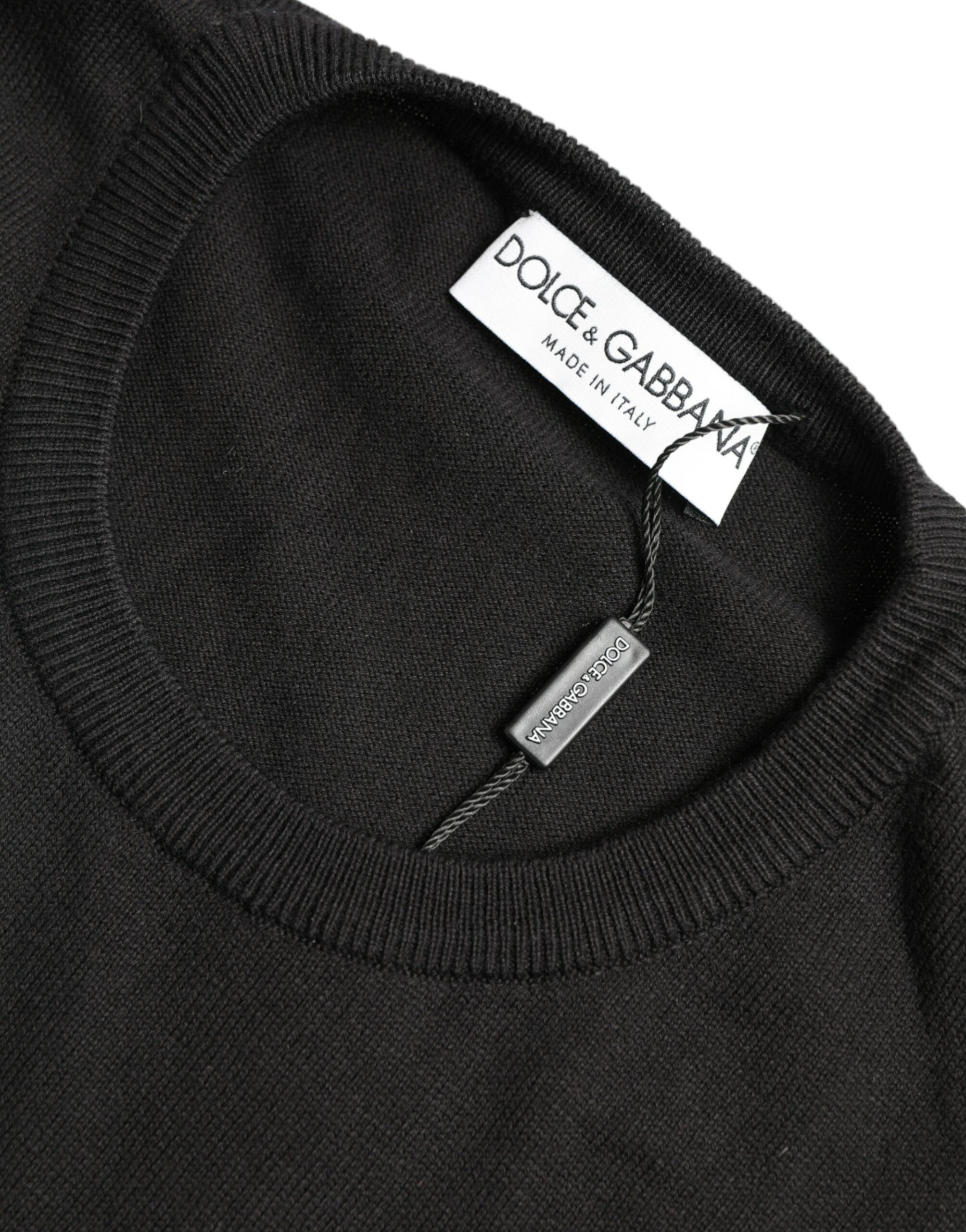 Dolce &amp; Gabbana Pull élégant à col rond en coton noir