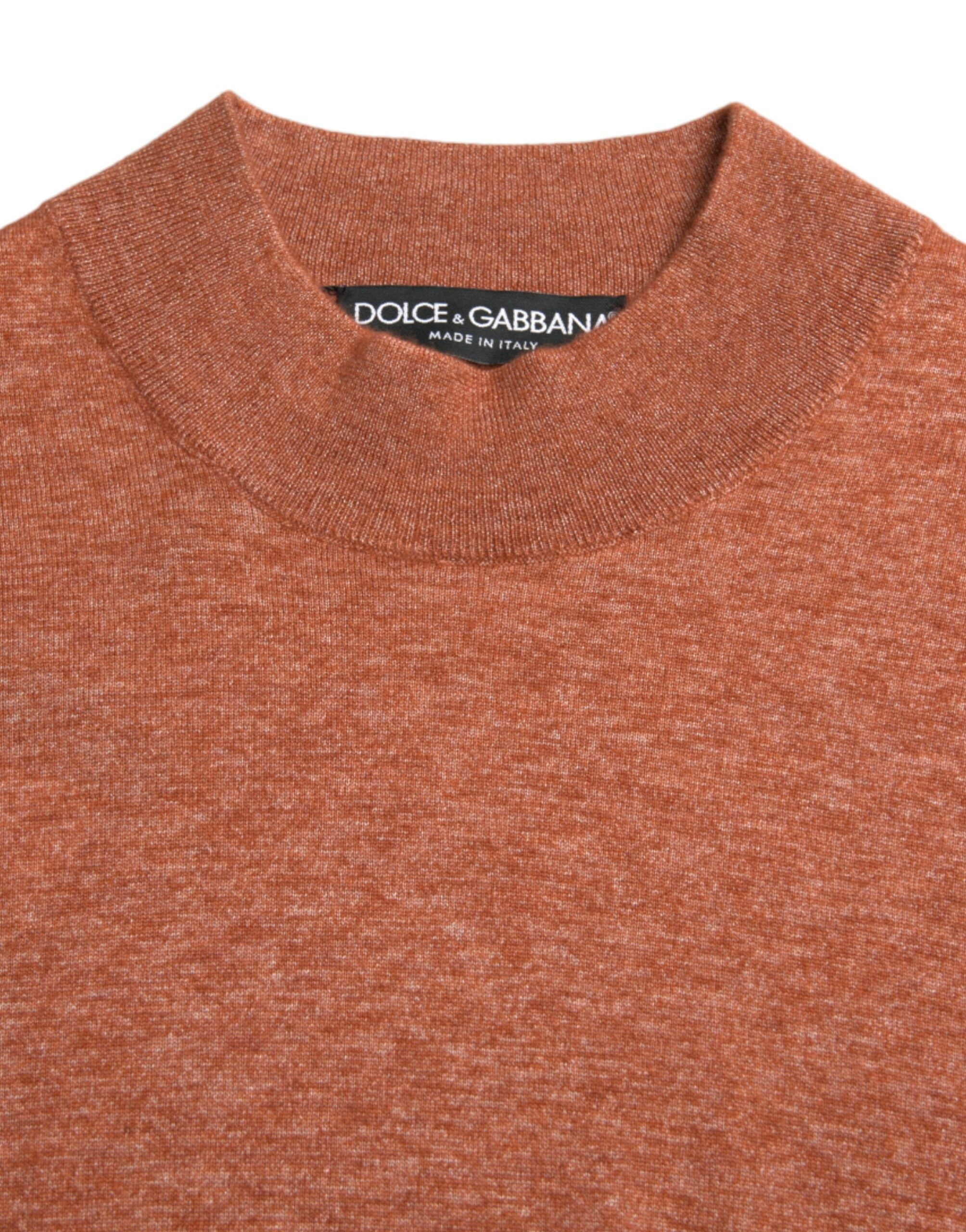 Dolce &amp; Gabbana Pull à col rond orange en soie et cachemire