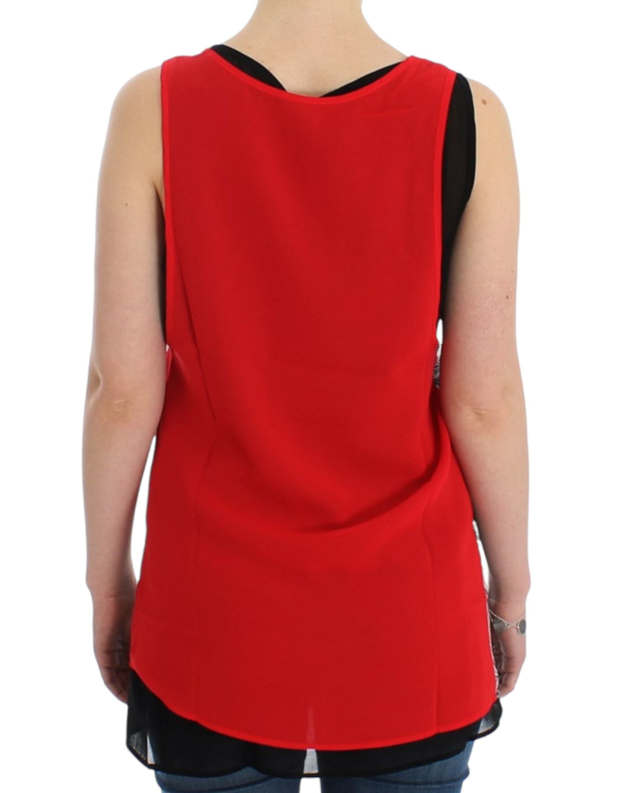 Costume National Elegant Sleeveless Black & Red Top