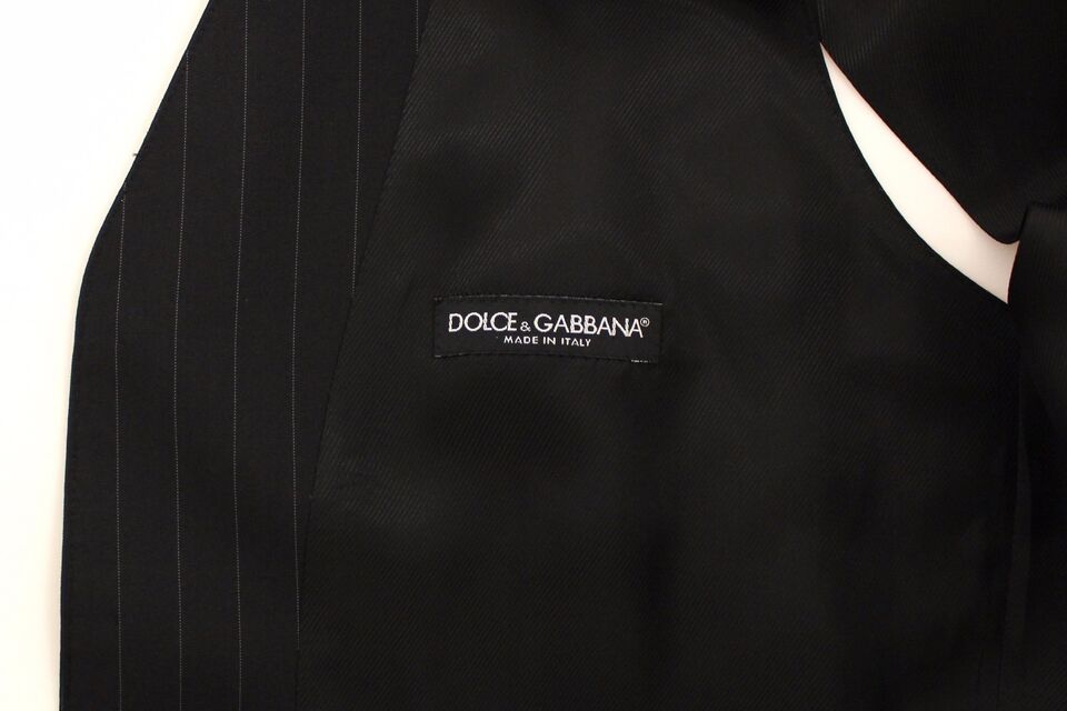 Dolce &amp; Gabbana Chic Robe en laine et soie à rayures noires