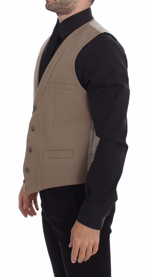 Dolce &amp; Gabbana Gilet habillé élégant en coton beige - Coupe slim