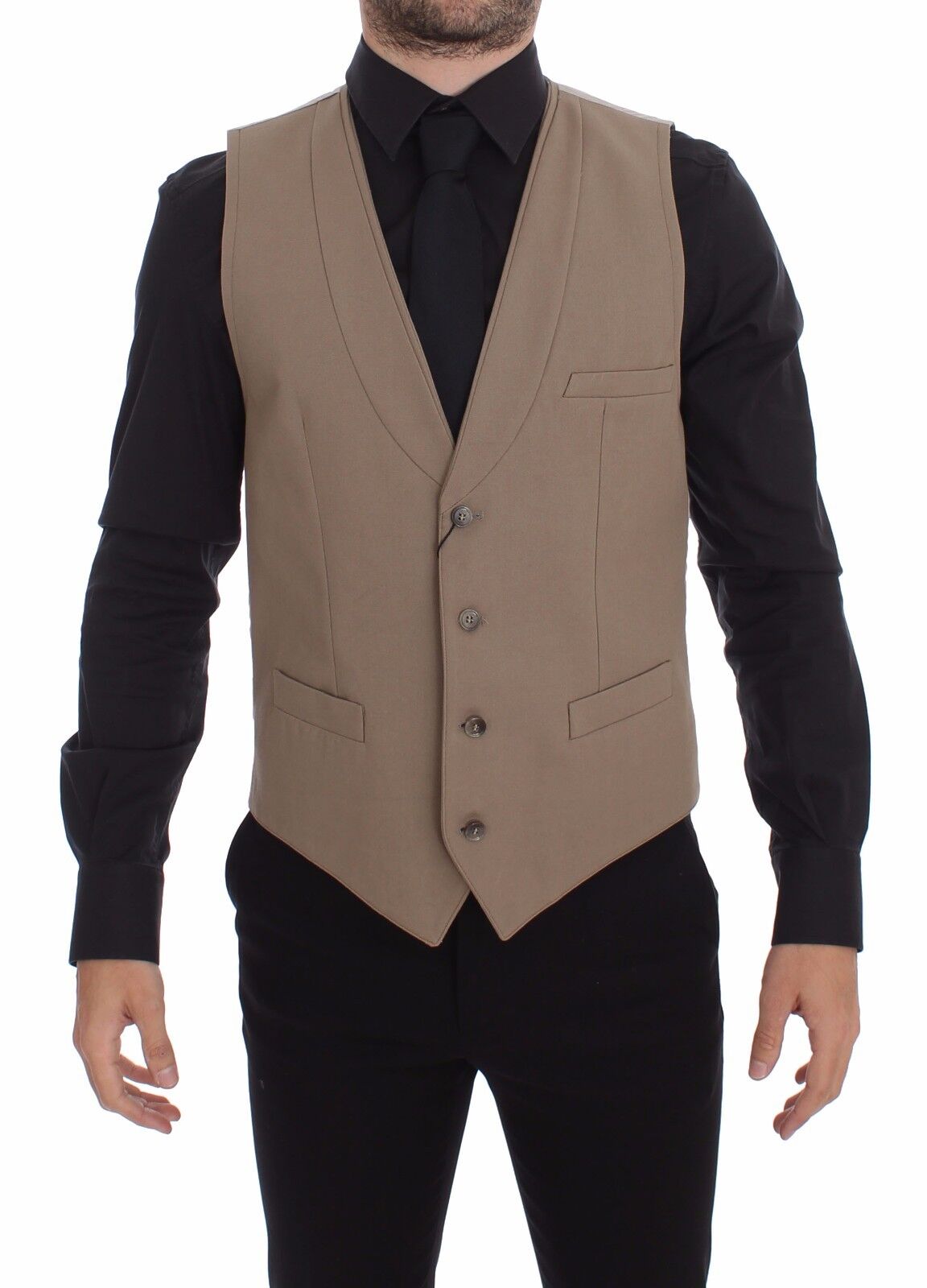 Dolce &amp; Gabbana Gilet habillé élégant en coton beige - Coupe slim